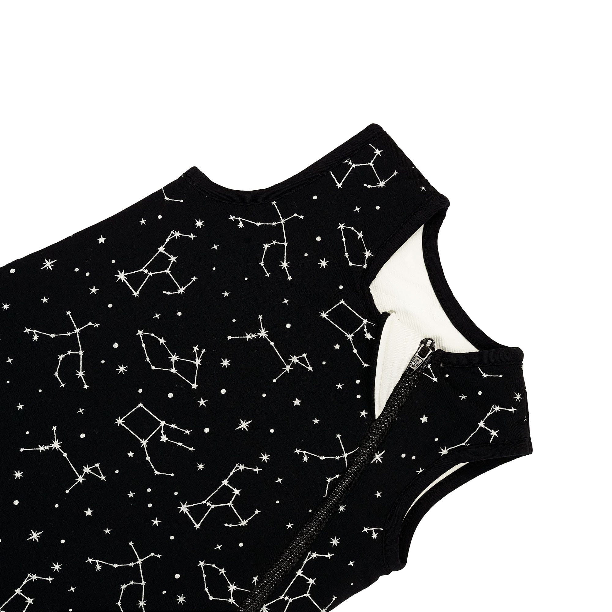 Zipper garage on Kyte Baby Sleep Bag in Midnight Constellations 1.0