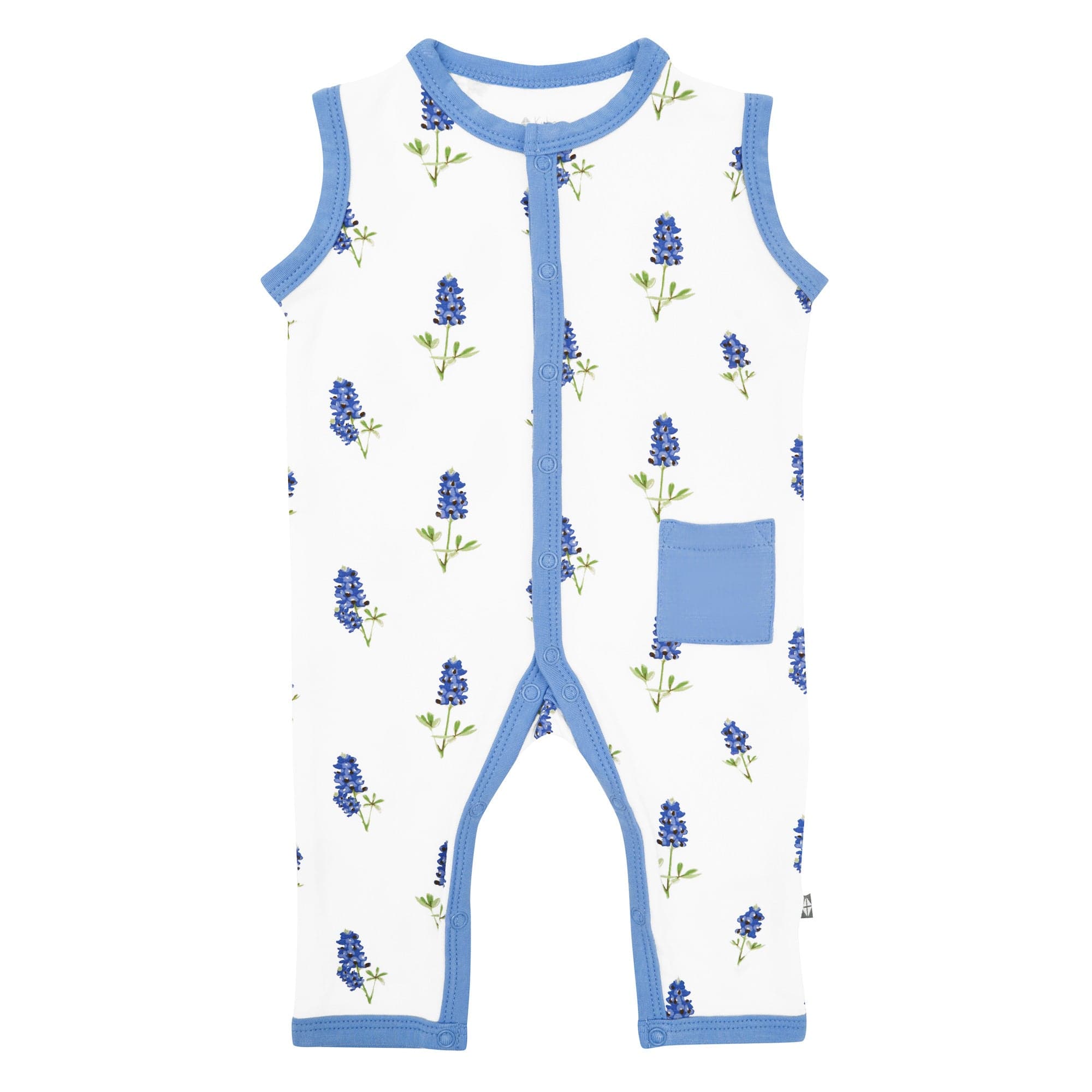 Kyte BABY Sleeveless Snap Romper Sleeveless Romper in Periwinkle Bluebonnet