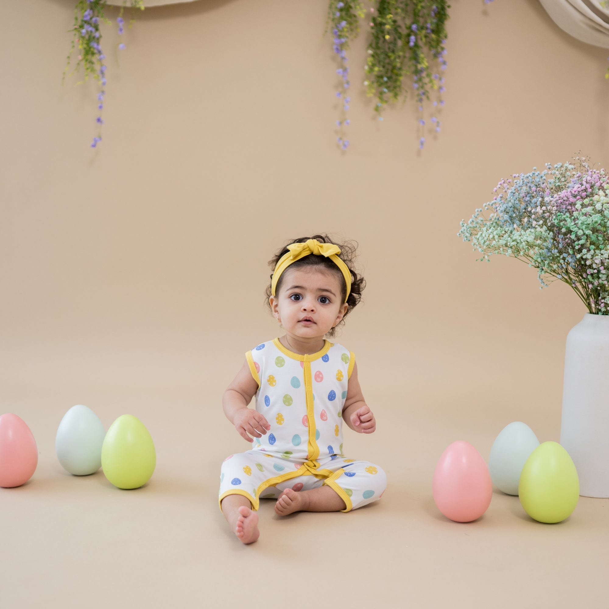 Kyte BABY Sleeveless Snap Romper Sleeveless Romper in Spring Egg