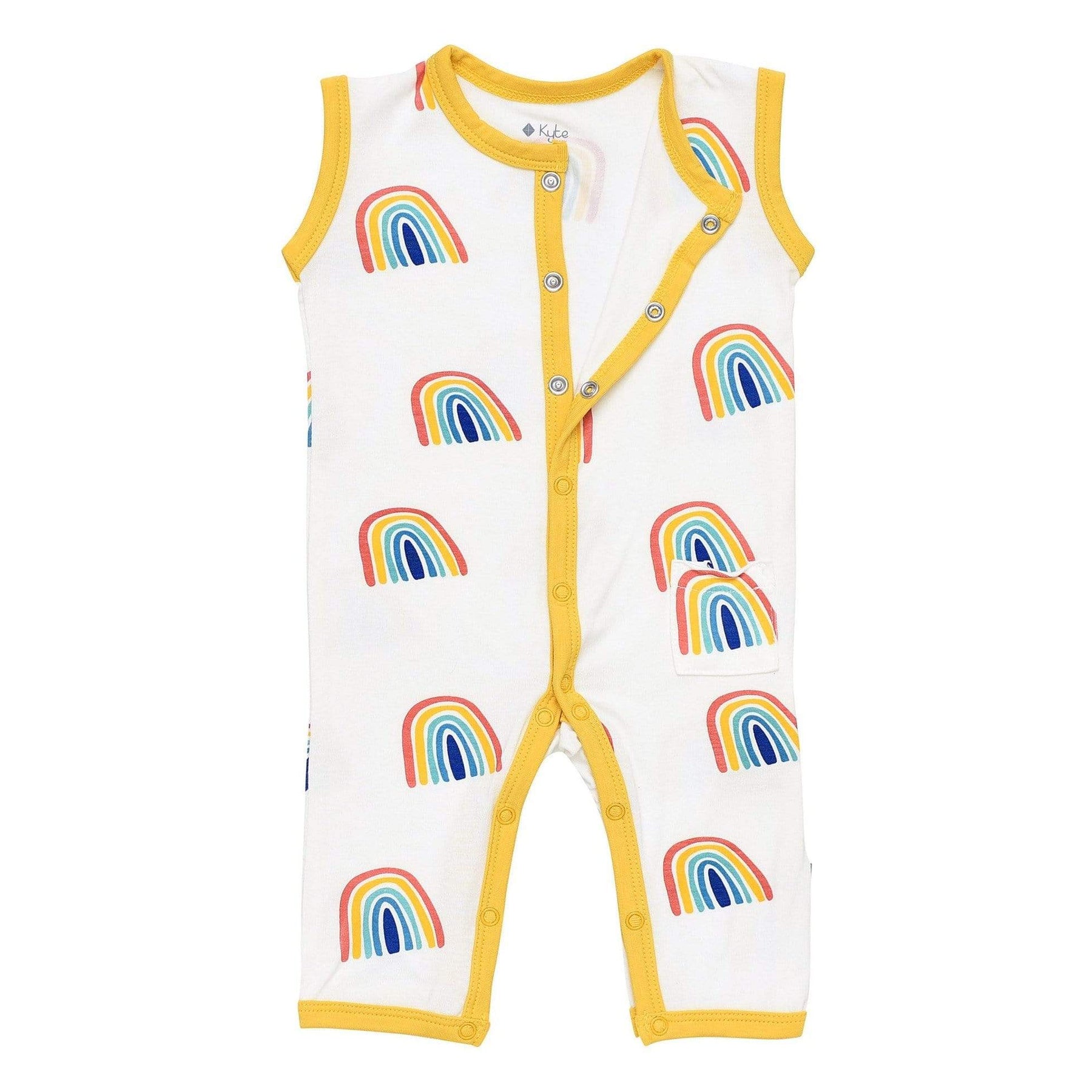 Kyte BABY Snap Sleeveless Romper Printed Sleeveless Romper in Pineapple Rainbow
