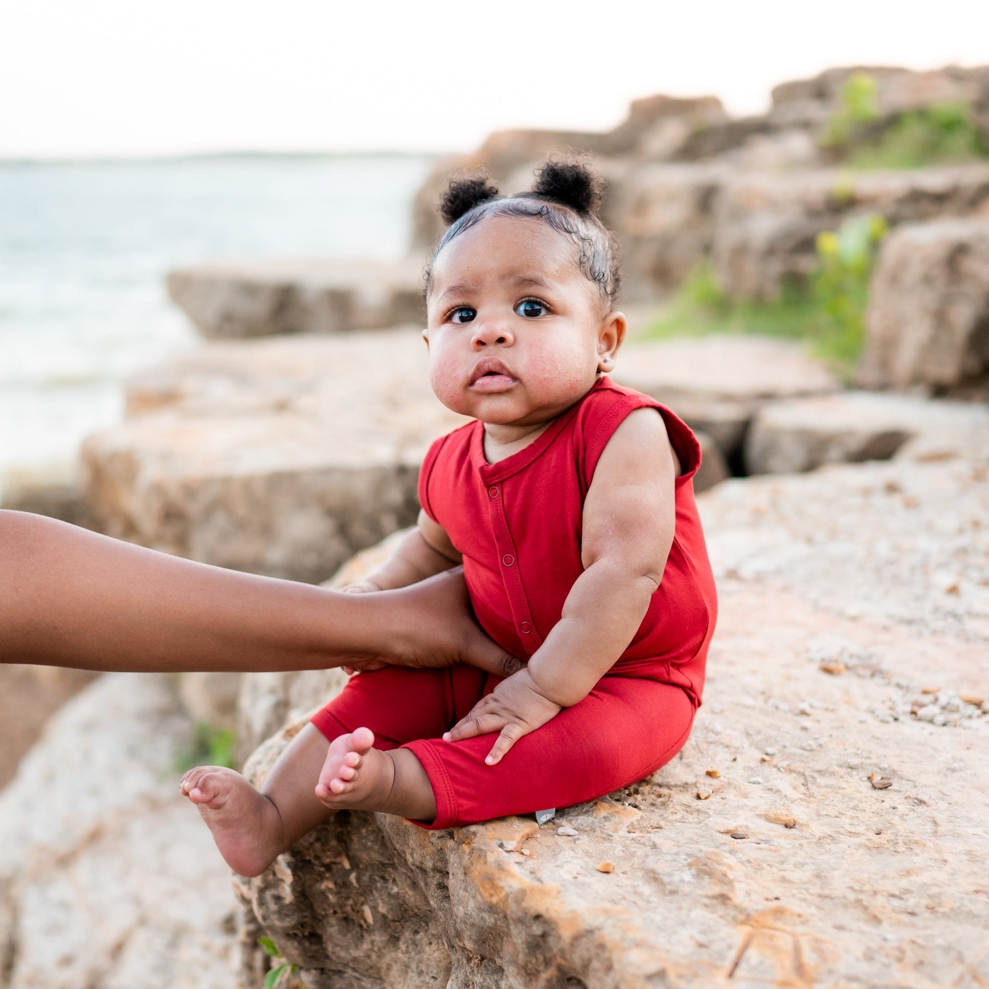 Kyte BABY Snap Sleeveless Romper Sleeveless Romper in Ruby