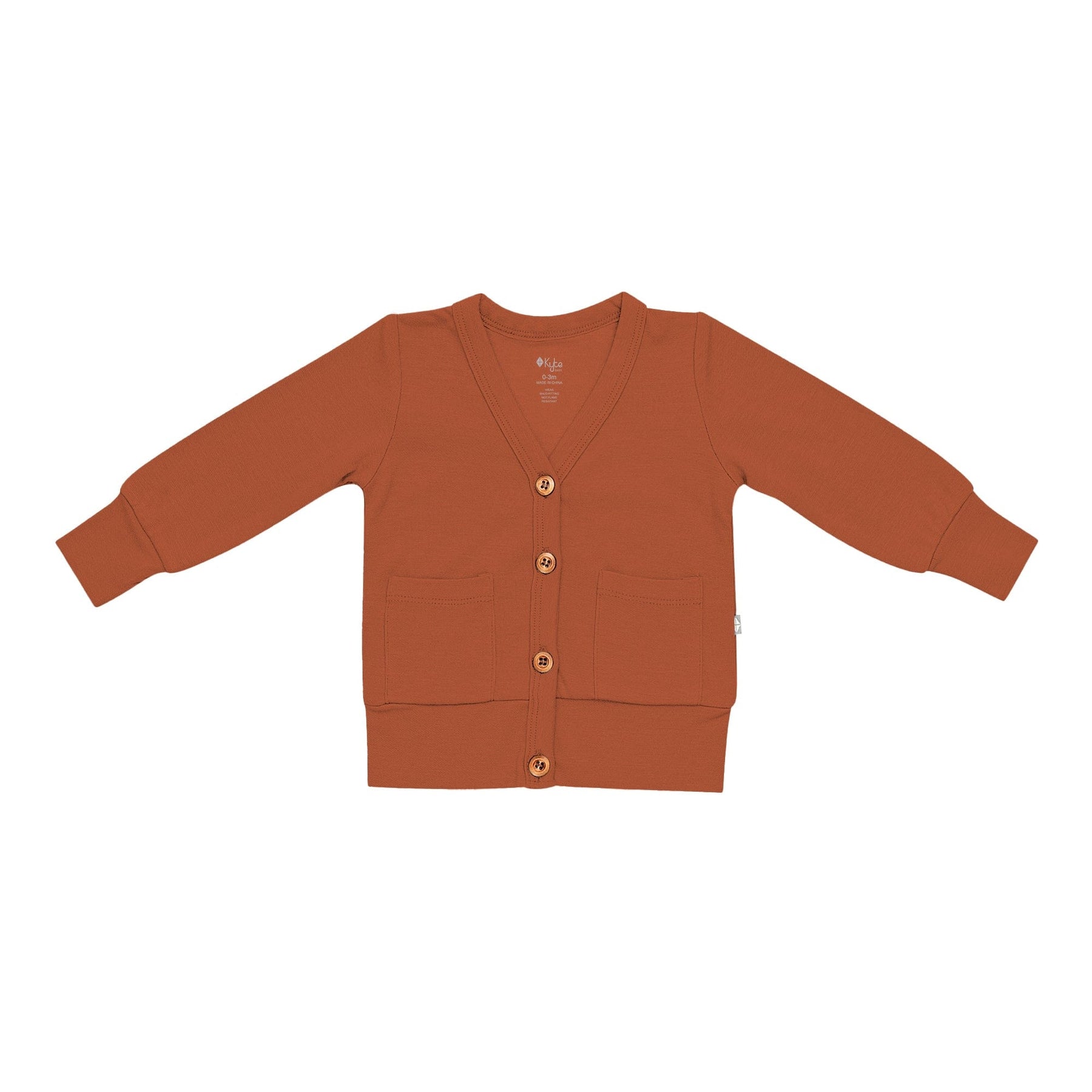 Kyte BABY Toddler Cardigan Bamboo Jersey Toddler Cardigan in Rust