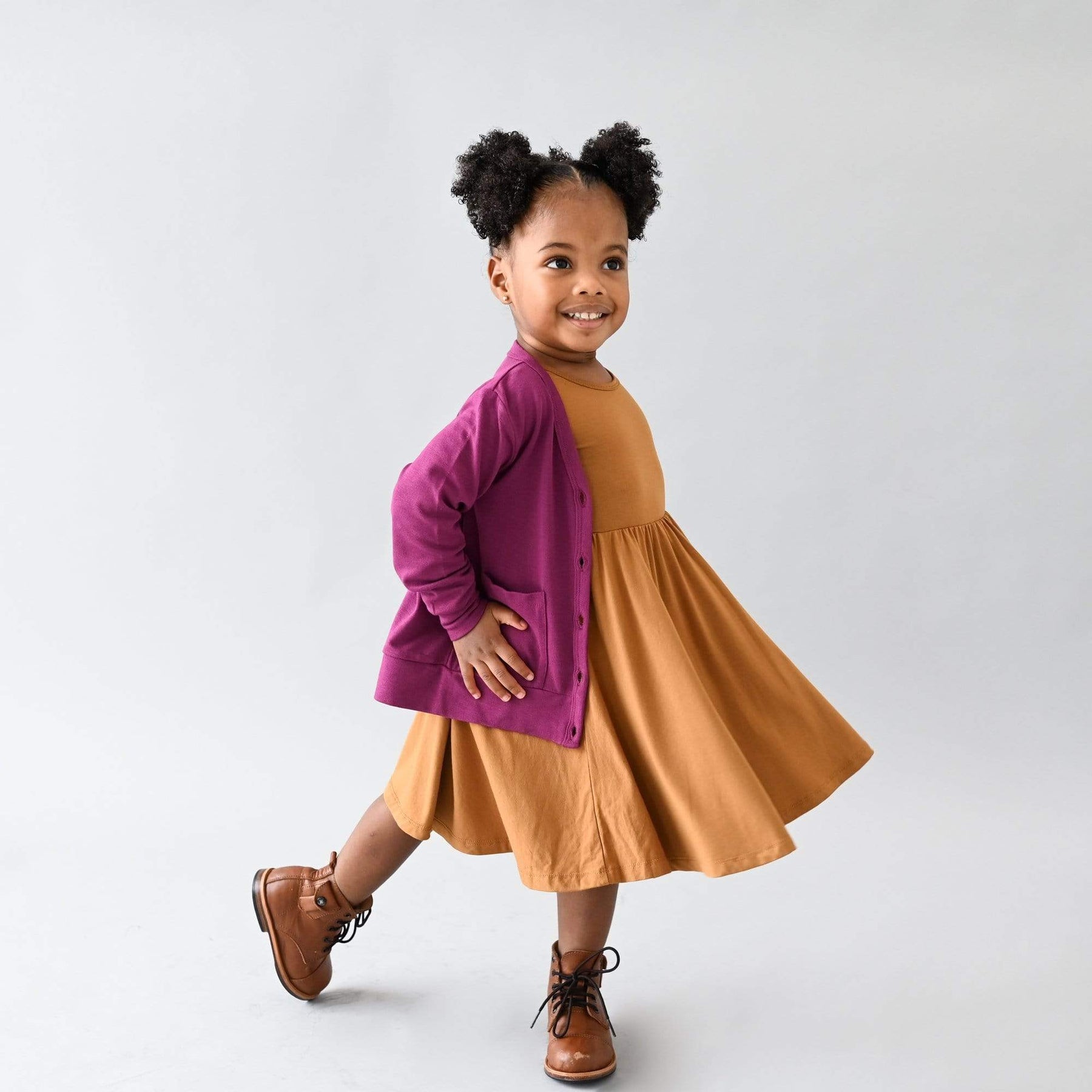 Kyte BABY Toddler Cardigan Toddler Bamboo Jersey Cardigan in Dahlia