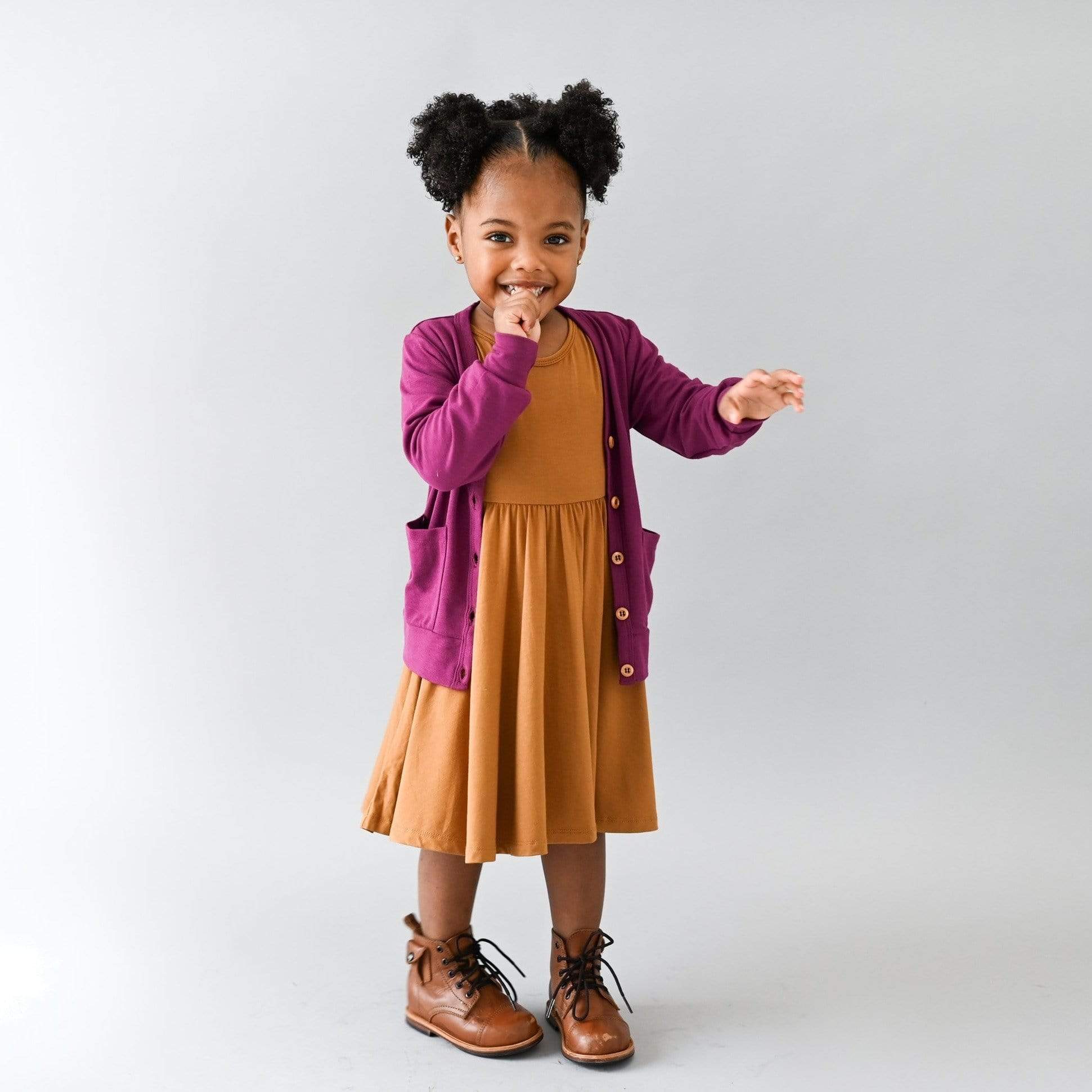 Kyte BABY Toddler Cardigan Toddler Bamboo Jersey Cardigan in Dahlia