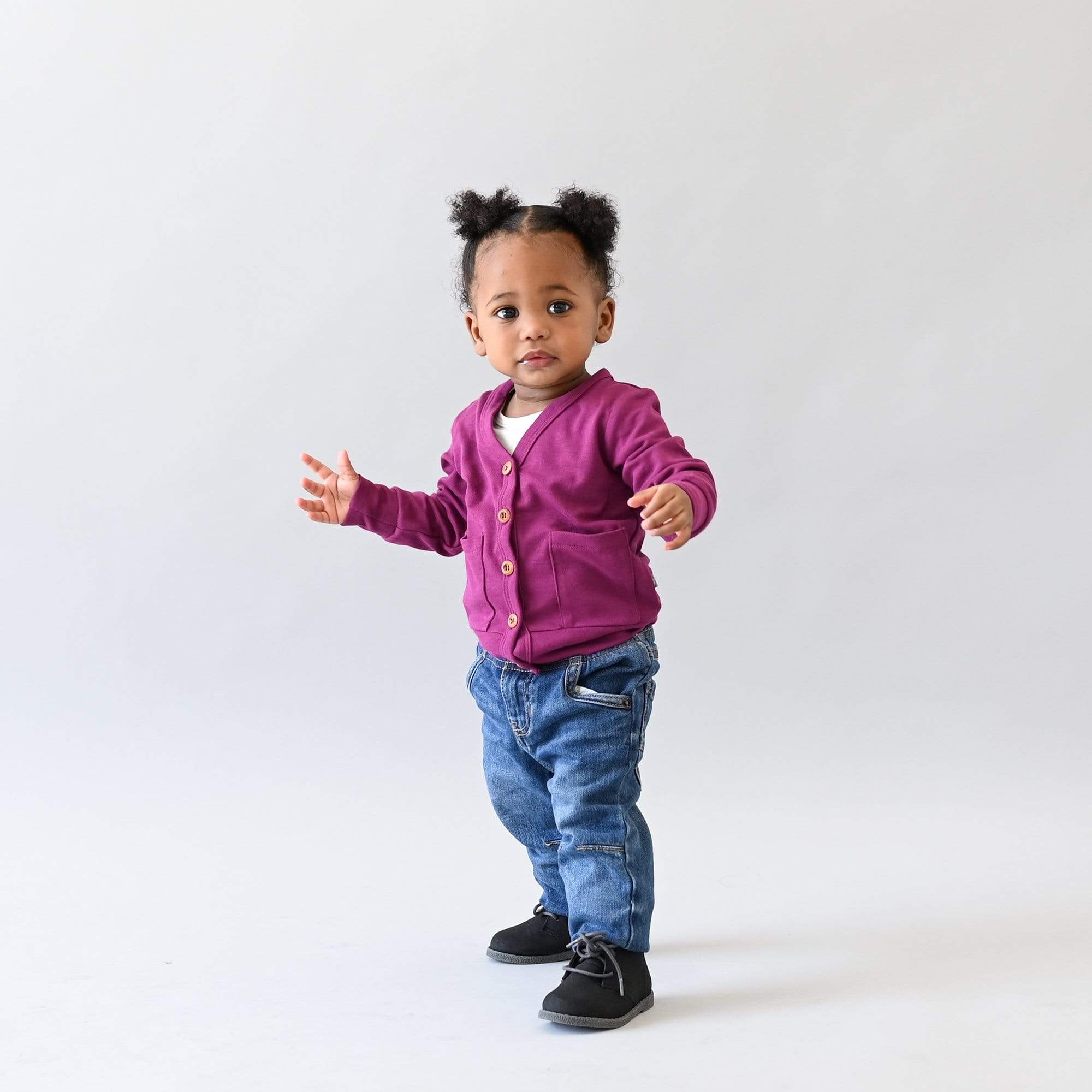 Kyte BABY Toddler Cardigan Toddler Bamboo Jersey Cardigan in Dahlia