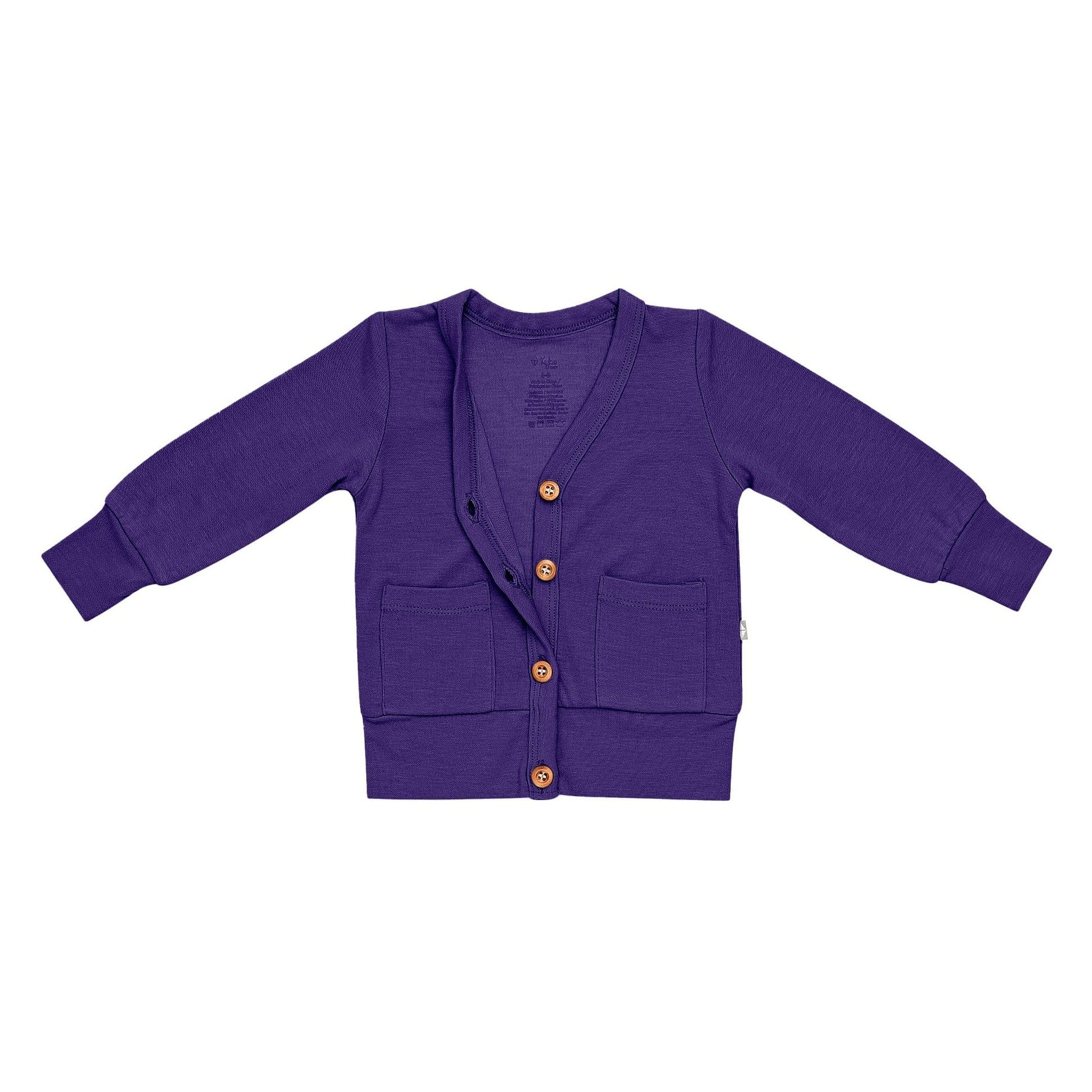 Kyte BABY Toddler Cardigan Toddler Bamboo Jersey Cardigan in Eggplant