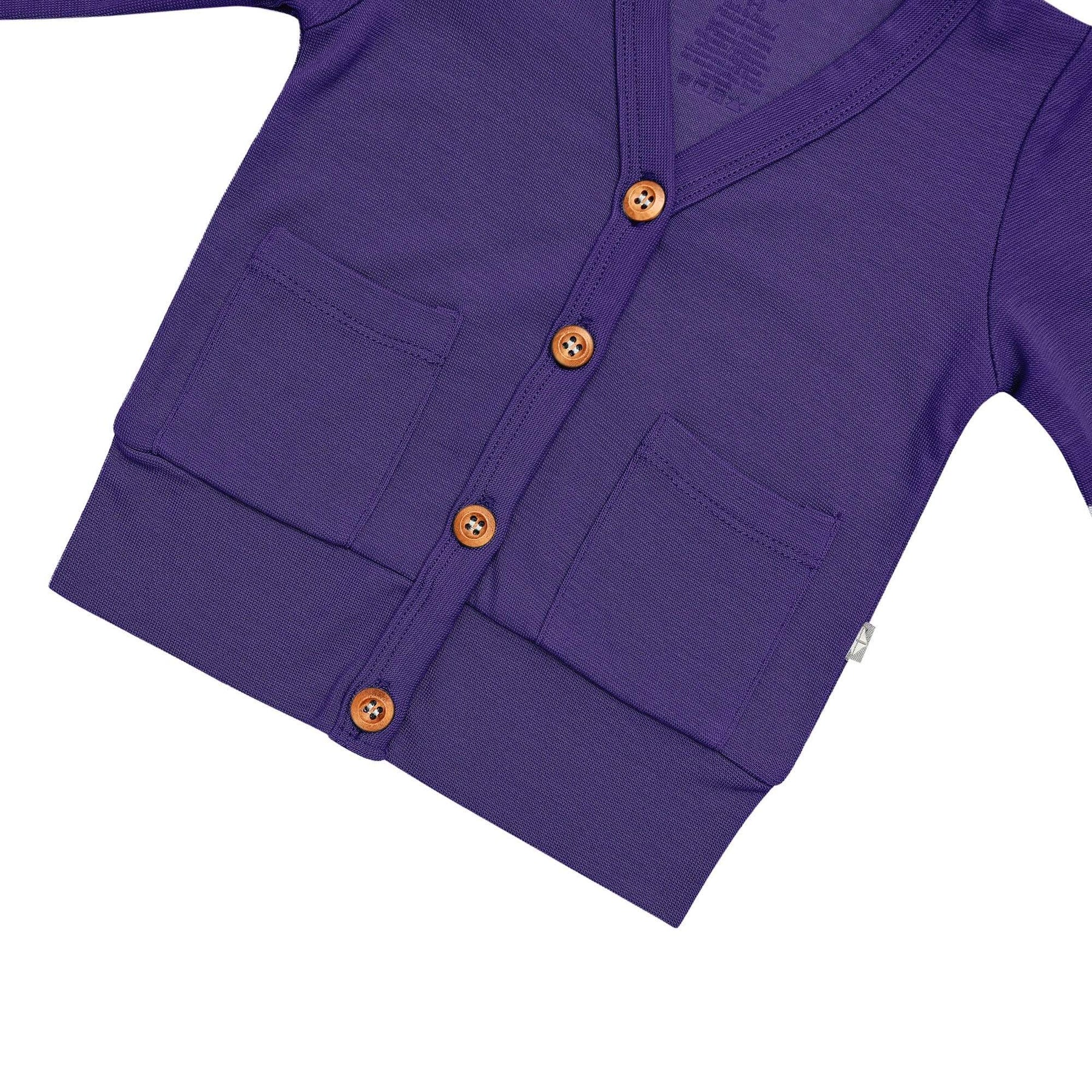 Kyte BABY Toddler Cardigan Toddler Bamboo Jersey Cardigan in Eggplant