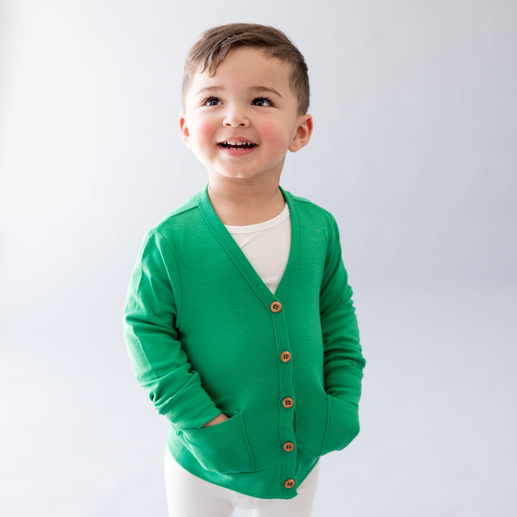 Kyte BABY Toddler Cardigan Toddler Bamboo Jersey Cardigan in Fern