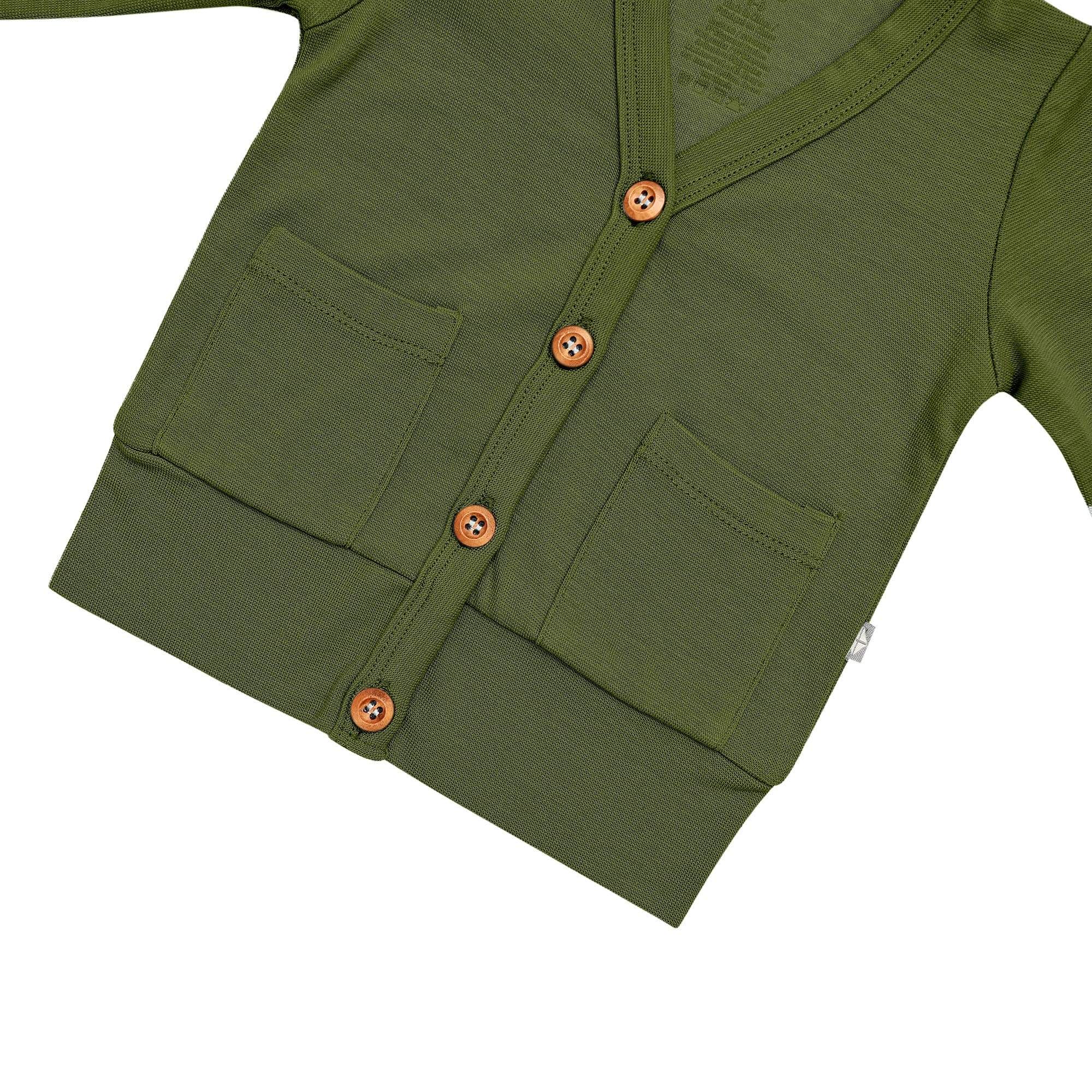 Kyte BABY Toddler Cardigan Toddler Bamboo Jersey Cardigan in Olive