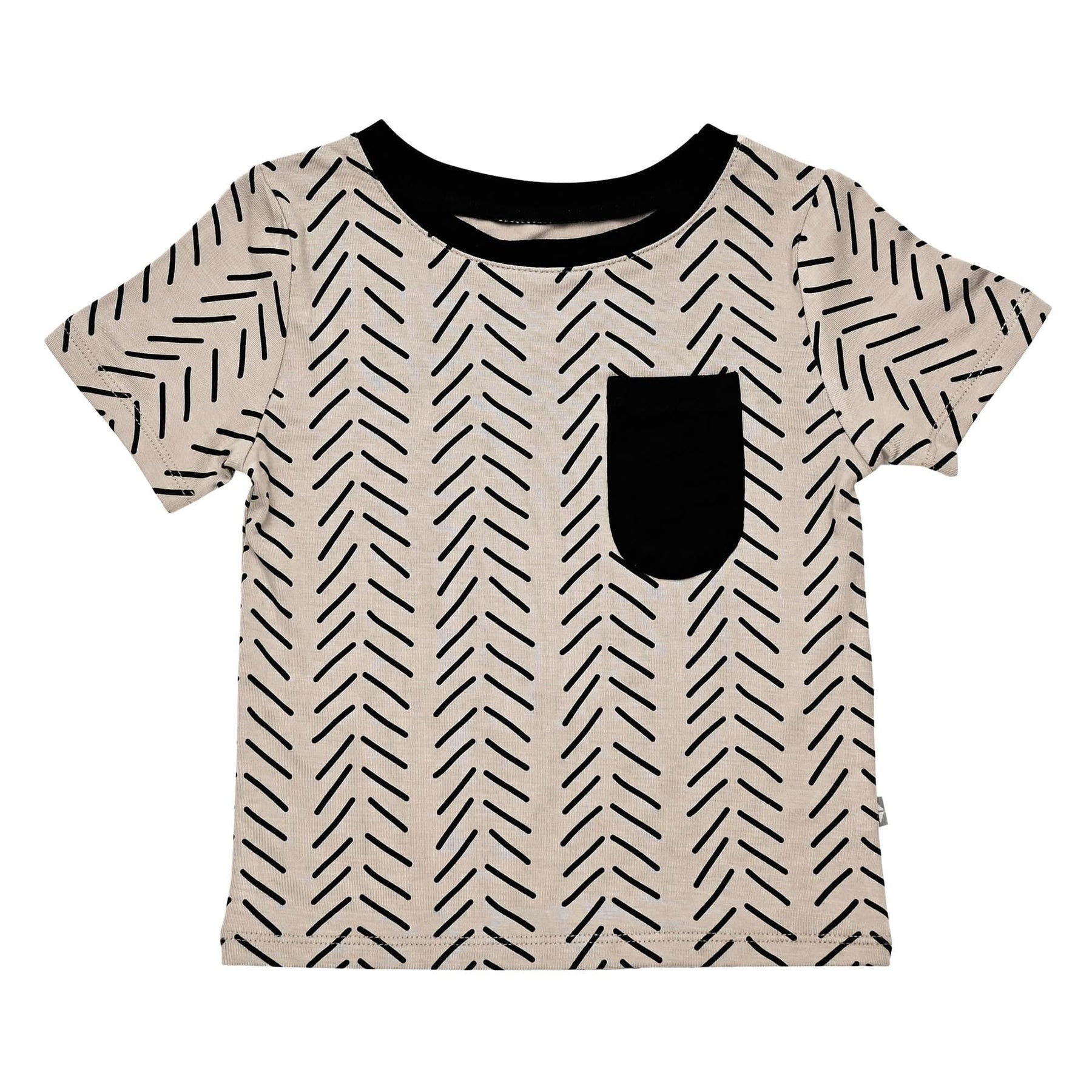 Kyte BABY Toddler Dress Toddler Unisex Tee in Khaki Herringbone