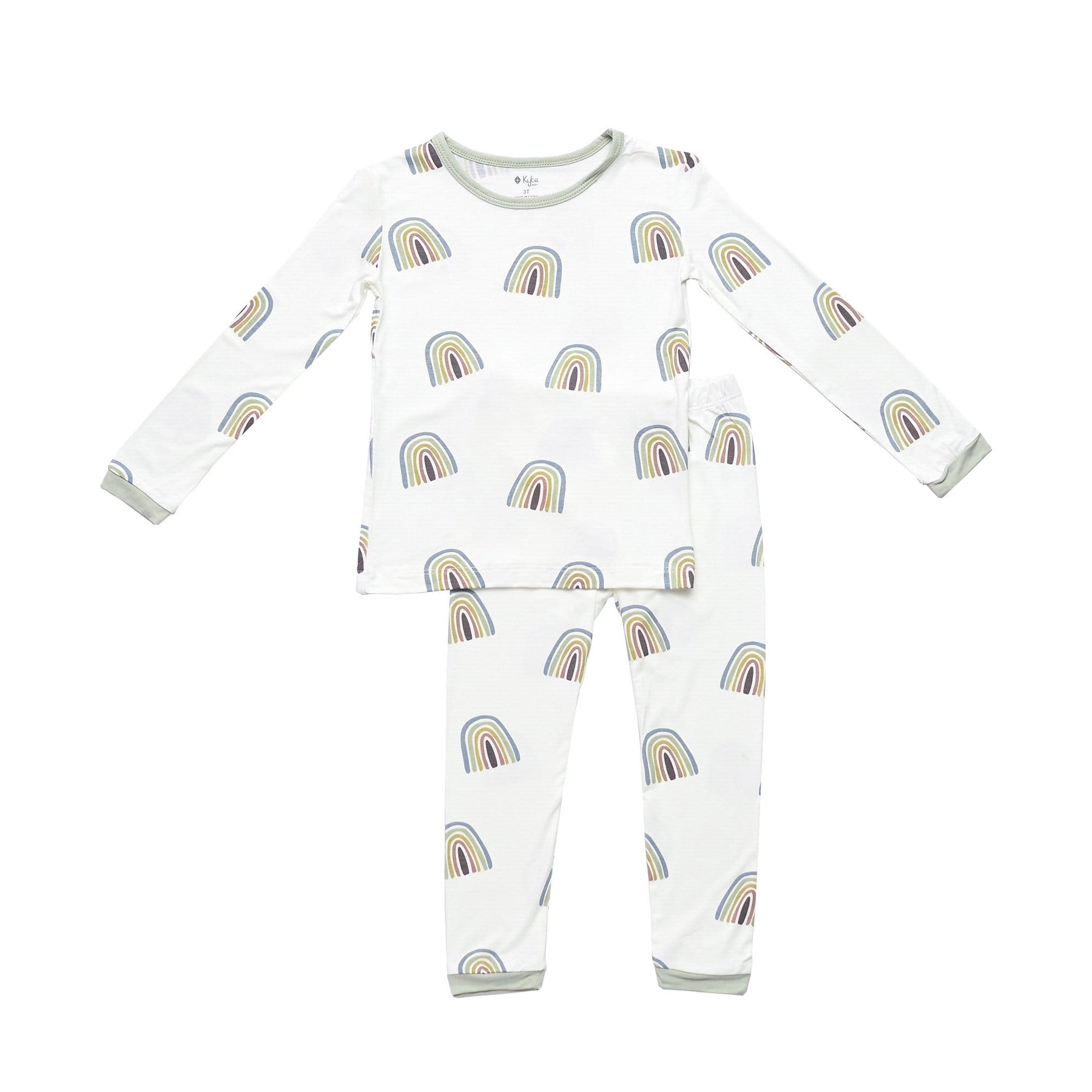 Kyte BABY Toddler Long Sleeve Pajamas Printed Toddler Pajama Set in Aloe Rainbow