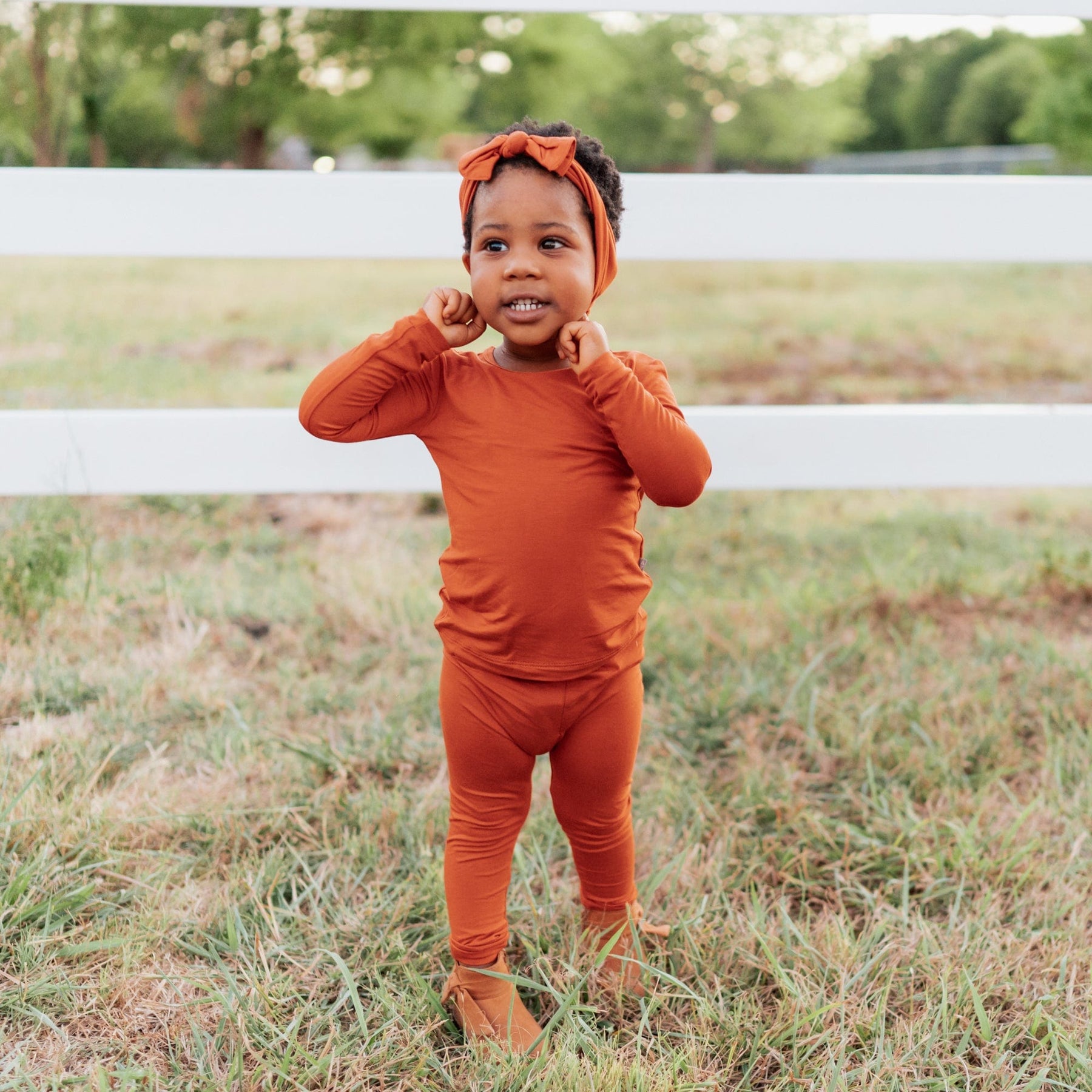 Kyte BABY Toddler Long Sleeve Pajamas Toddler Pajama Set in Rust