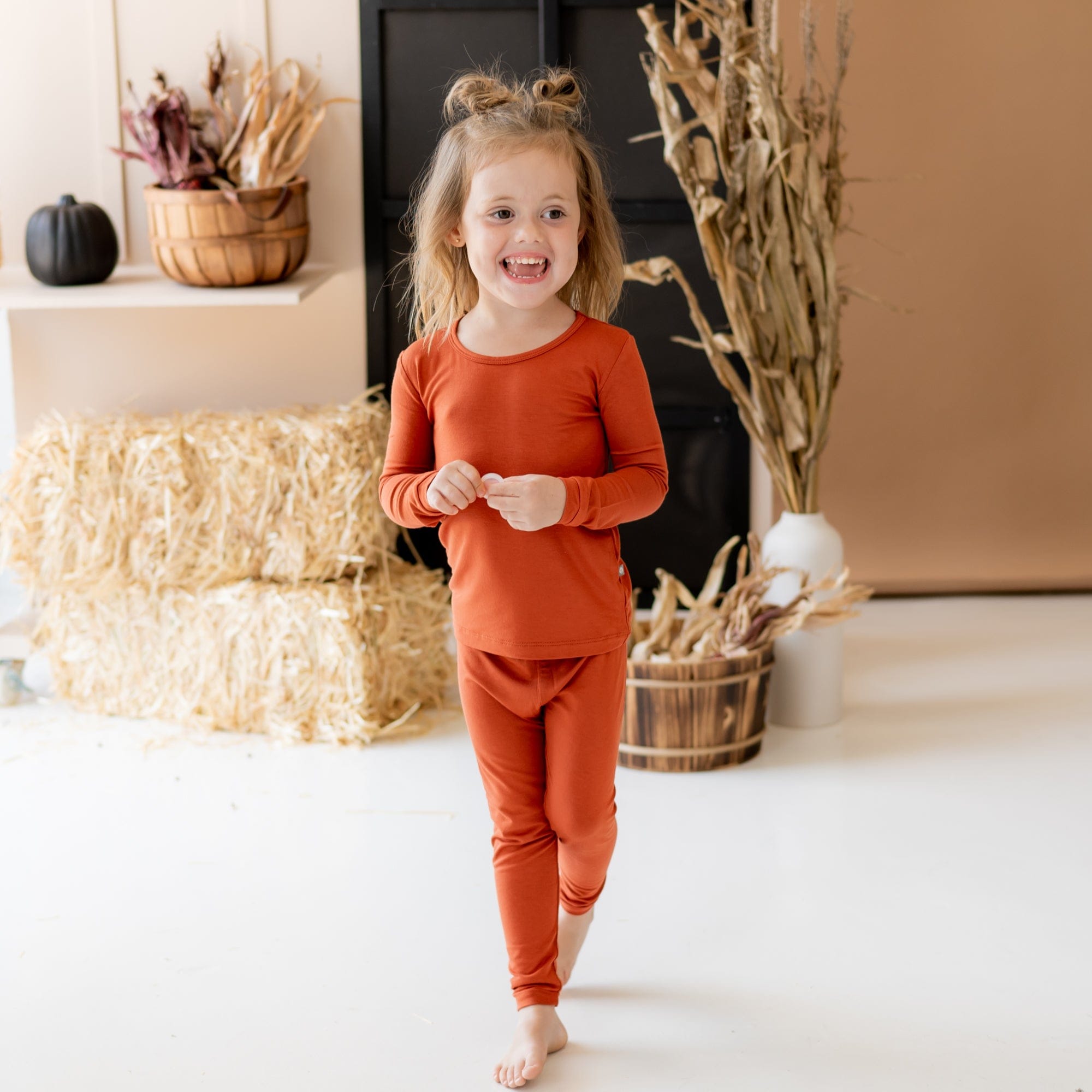 Kyte BABY Toddler Long Sleeve Pajamas Toddler Pajama Set in Rust