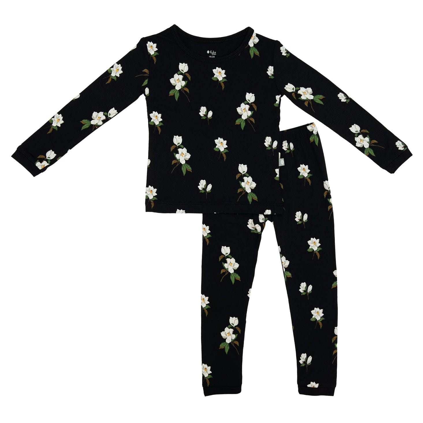 Kyte BABY Toddler Long Sleeve Pajamas Toddler Pajama Set in Small Magnolia on Midnight