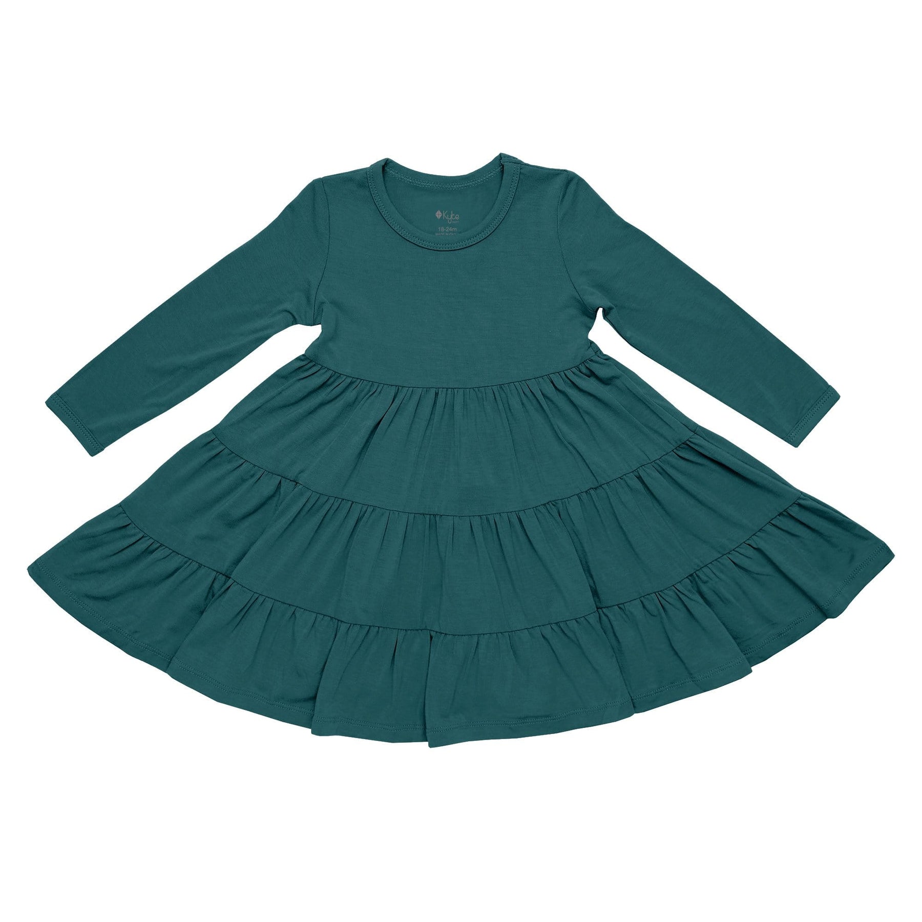 Kyte BABY Toddler Long Sleeve Tiered Dress Long Sleeve Tiered Dress in Emerald