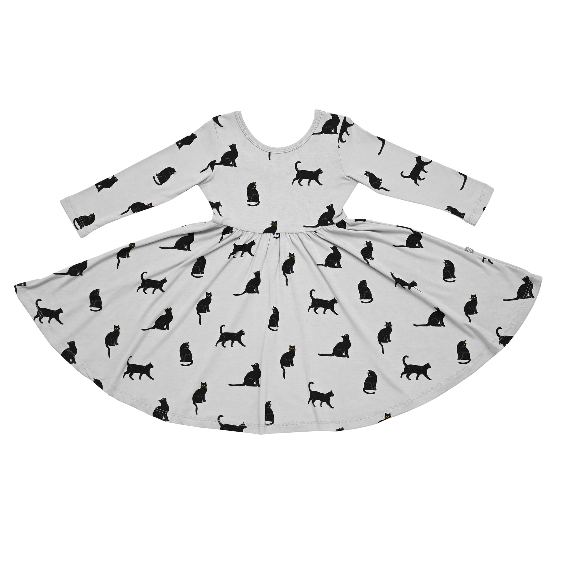 Kyte BABY Toddler Long Sleeve Twirl Dress Long Sleeve Twirl Dress in Black Cat