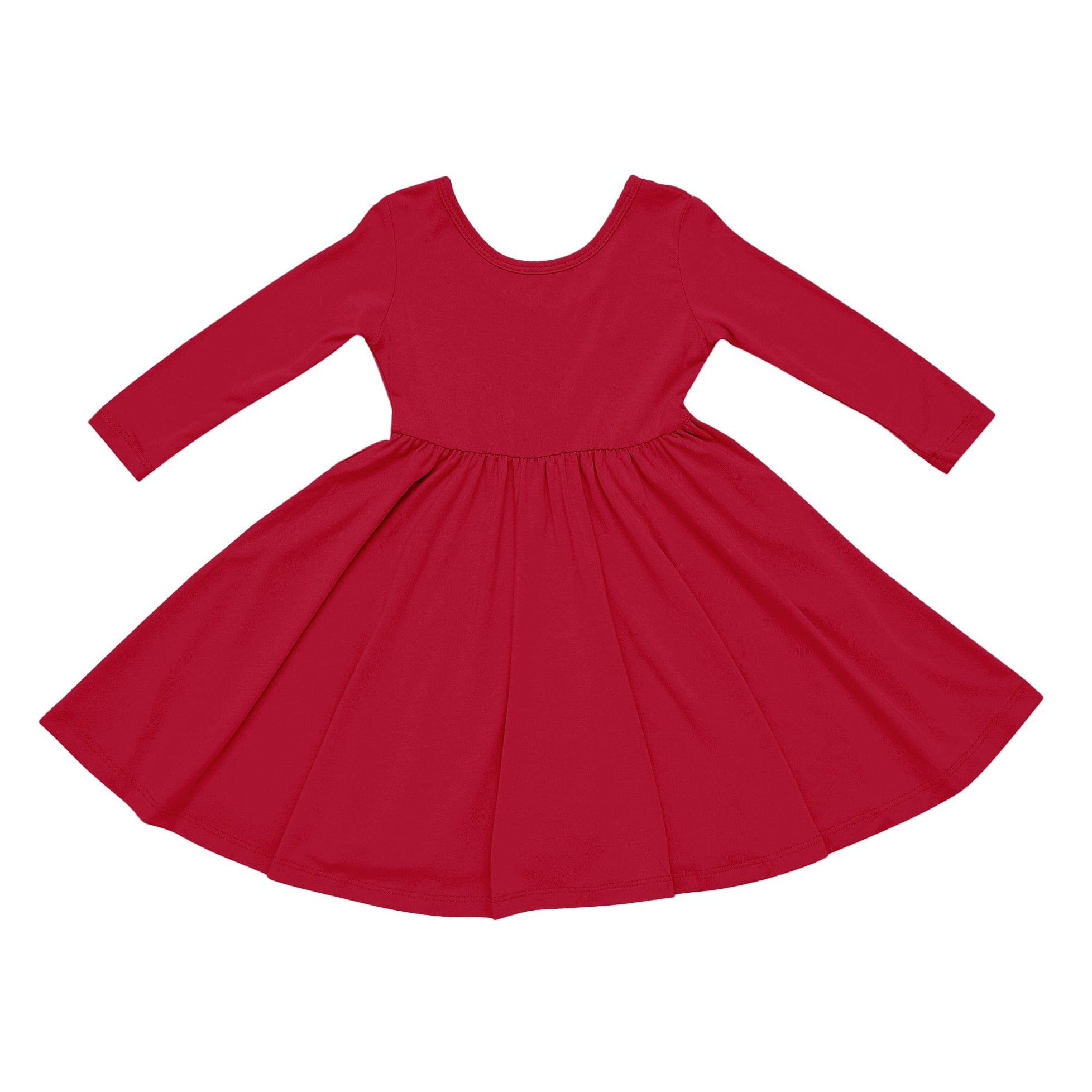Kyte BABY Toddler Long Sleeve Twirl Dress Long Sleeve Twirl Dress in Cardinal