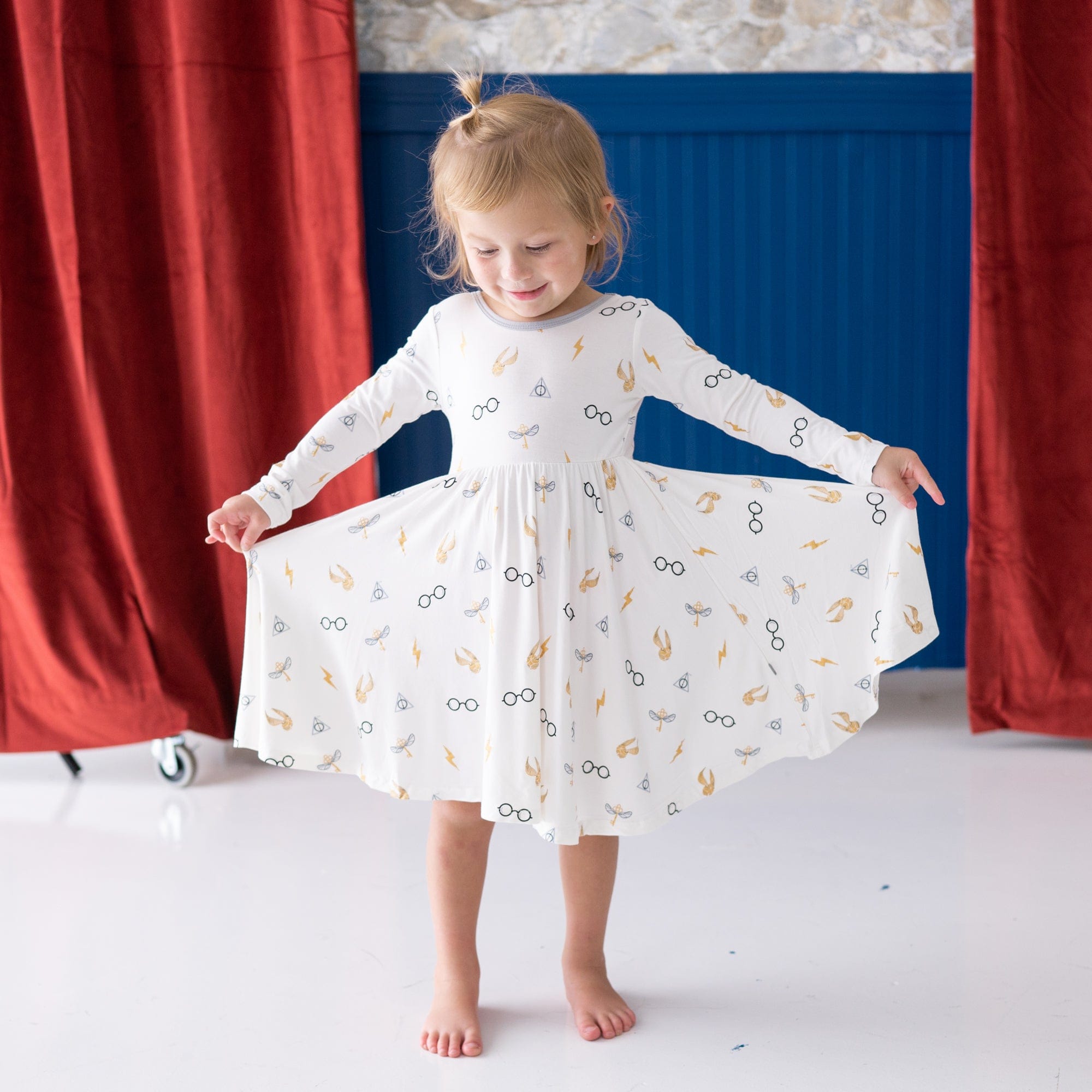 Kyte BABY Toddler Long Sleeve Twirl Dress Long Sleeve Twirl Dress in Icon