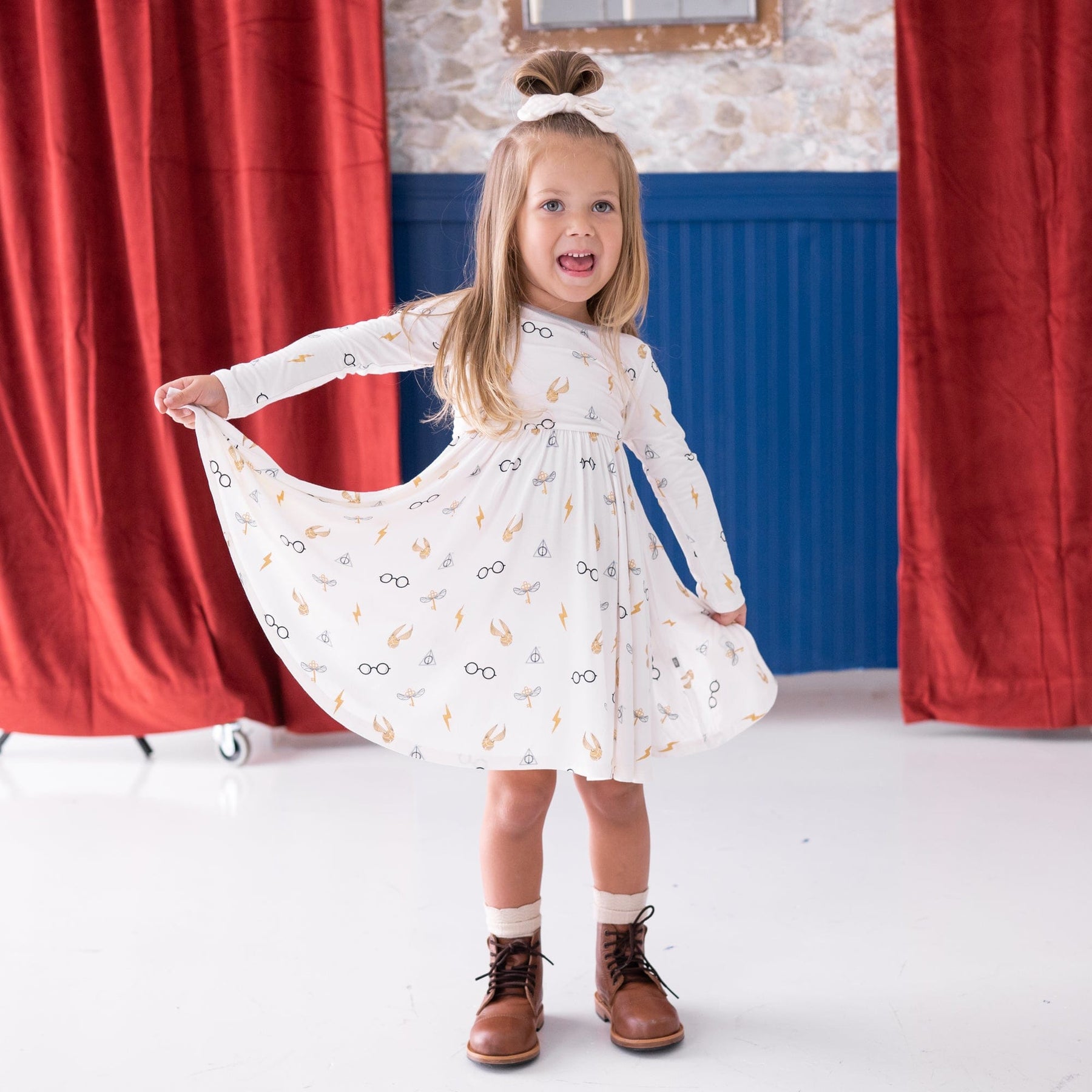 Kyte BABY Toddler Long Sleeve Twirl Dress Long Sleeve Twirl Dress in Icon