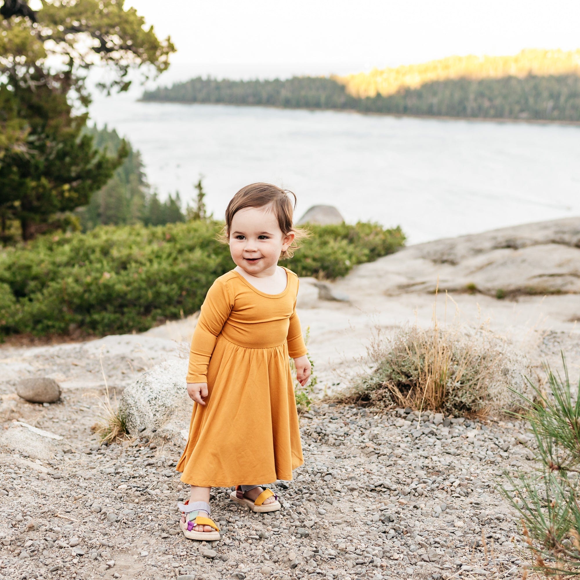 Kyte BABY Toddler Long Sleeve Twirl Dress Long Sleeve Twirl Dress in Marigold