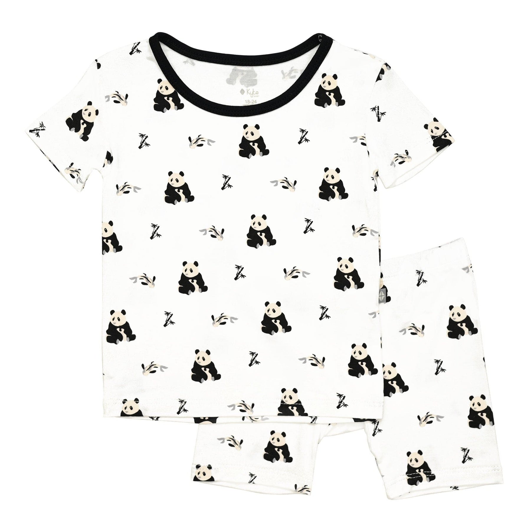 Kyte BABY Toddler Pajama Printed Short Sleeve Toddler Pajama Set in Black and White Zen