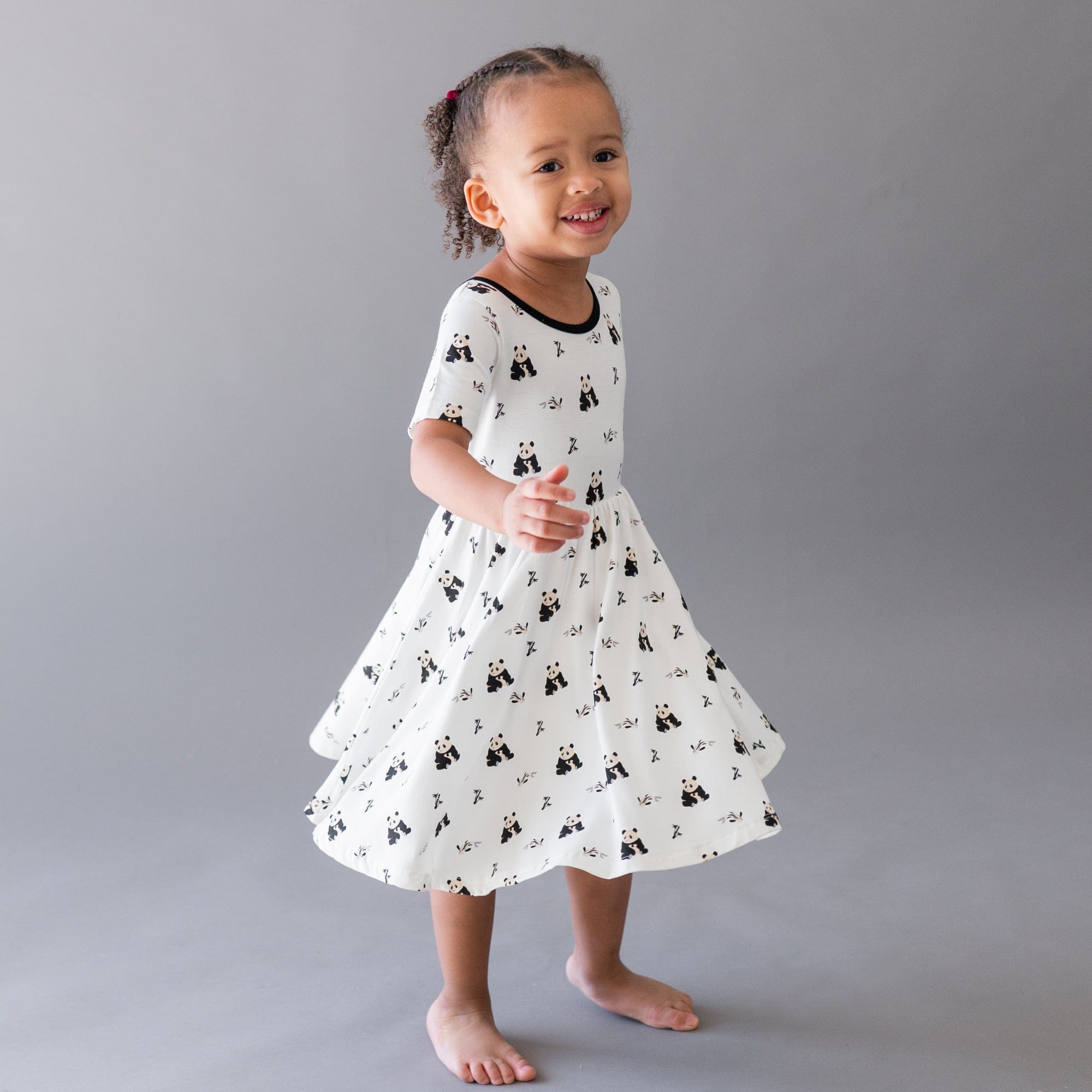 Kyte BABY Toddler Short Sleeve Twirl Dress Twirl Dress in Black and White Zen