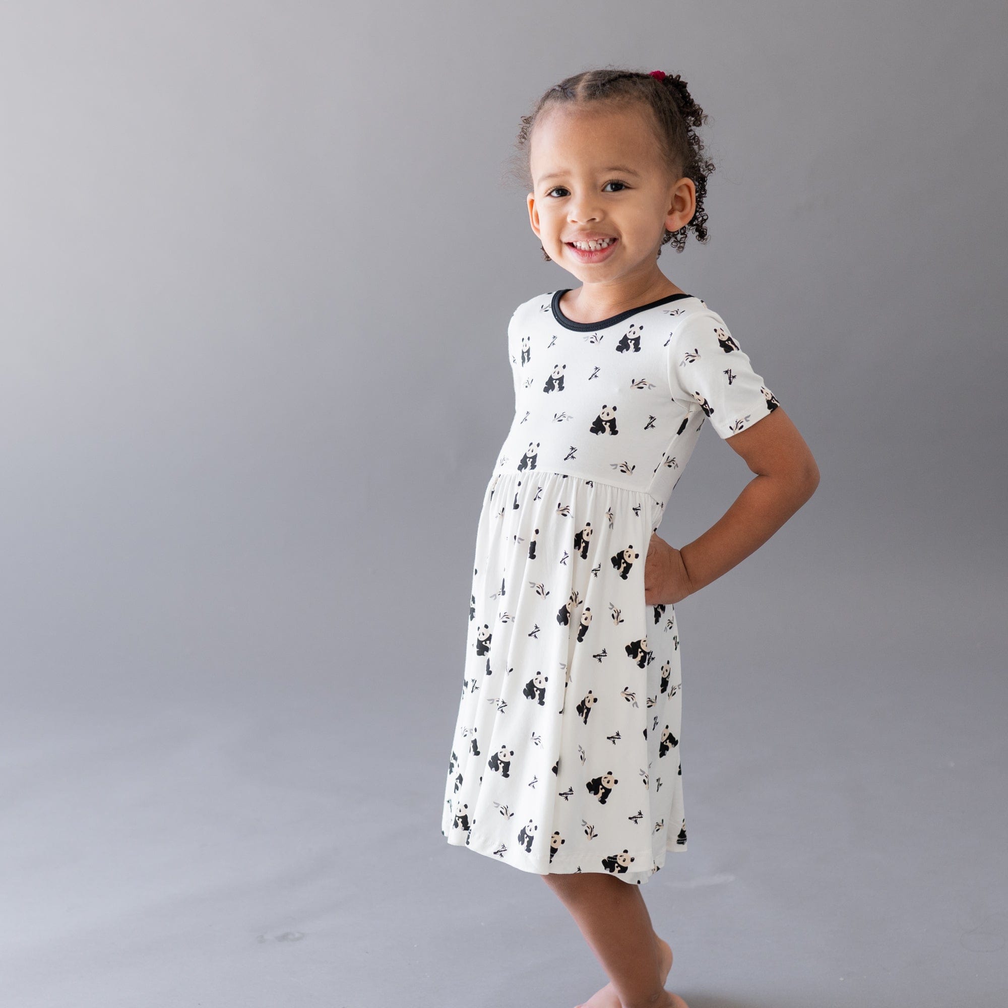 Kyte BABY Toddler Short Sleeve Twirl Dress Twirl Dress in Black and White Zen