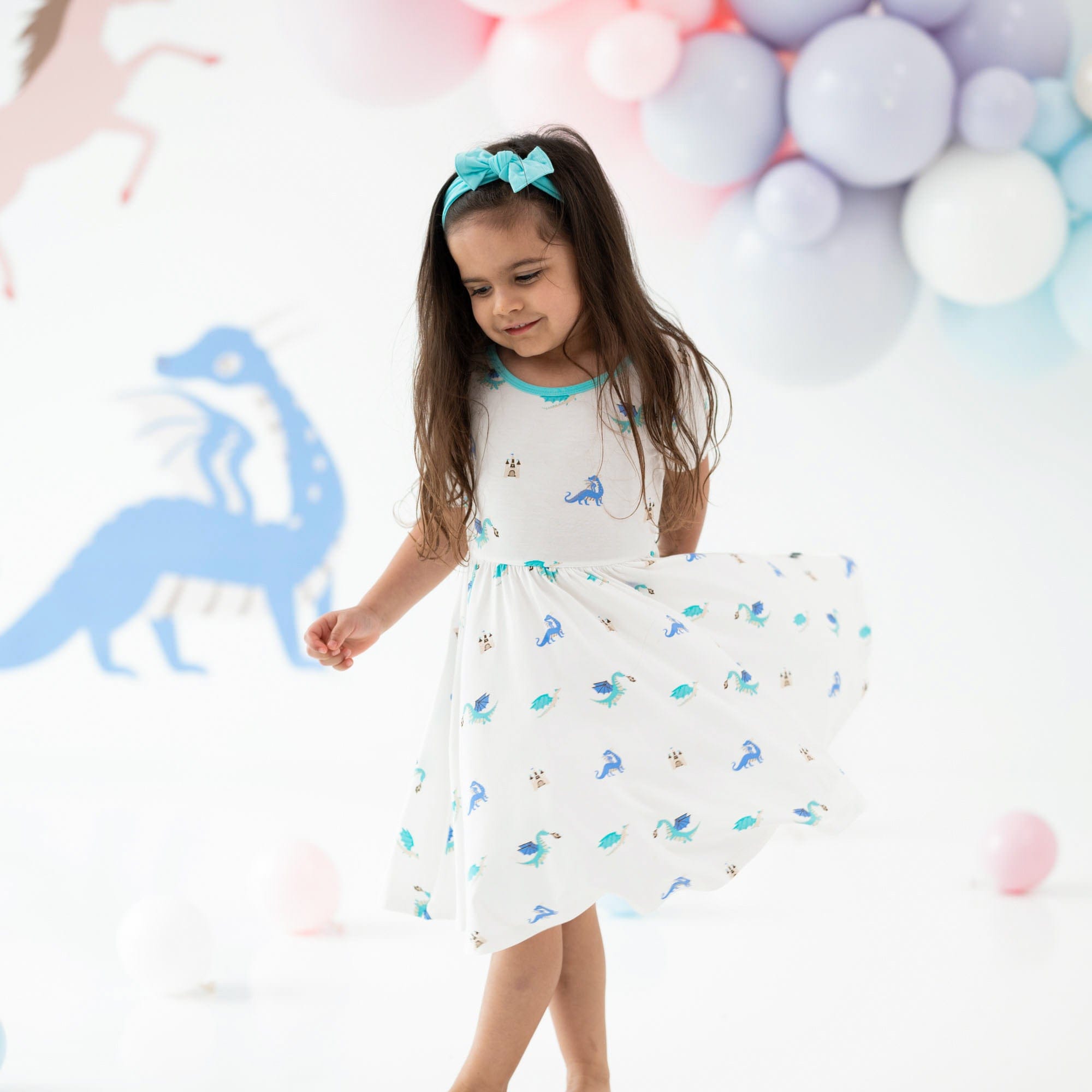 Kyte Baby Toddler Short Sleeve Twirl Dress Twirl Dress in Dragon