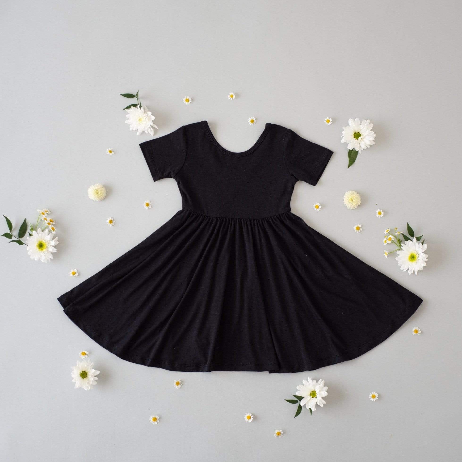 Kyte Baby Short Sleeve Twirl Dress with ballerina neckline in Midnight