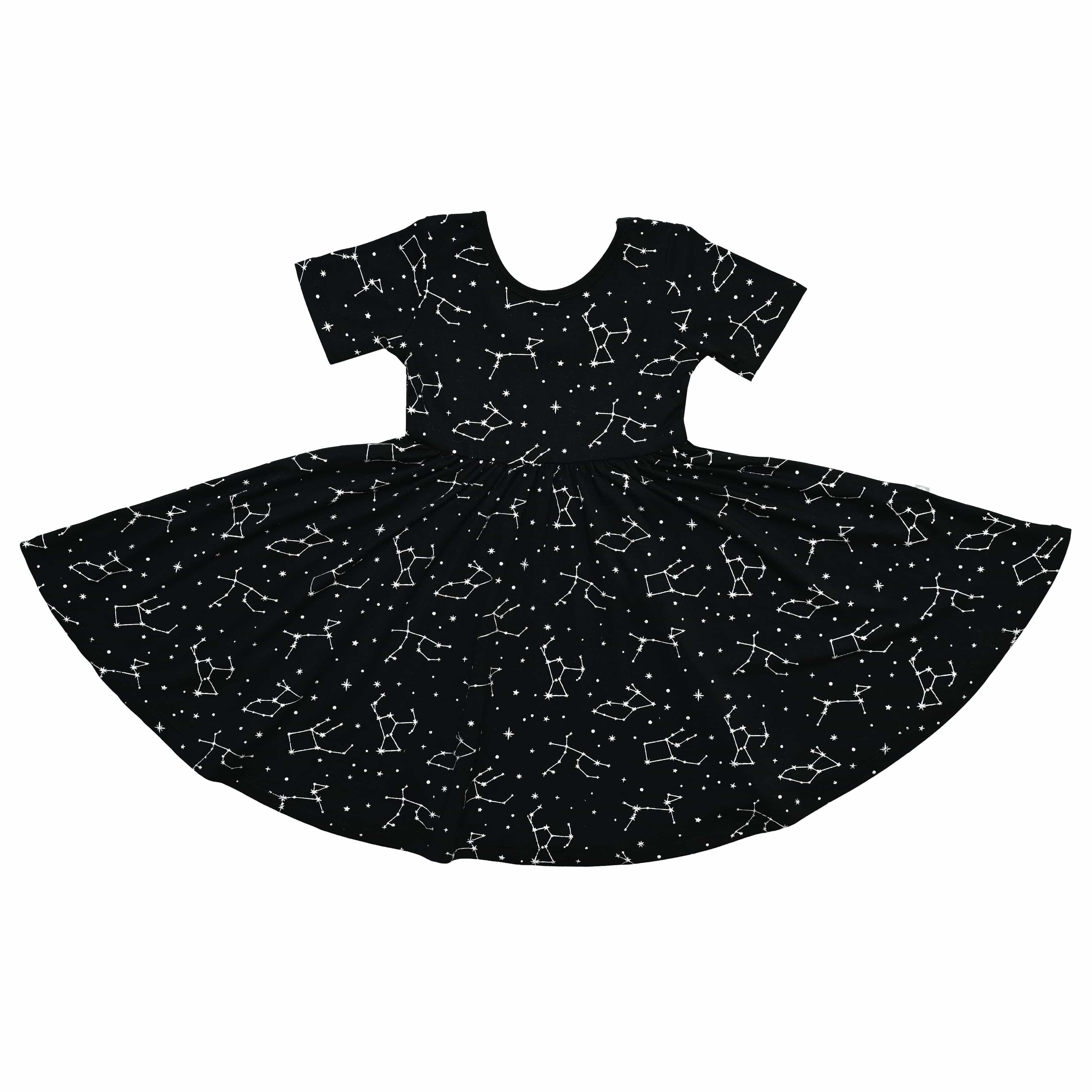 Kyte BABY Toddler Short Sleeve Twirl Dress Twirl Dress in Midnight Constellation