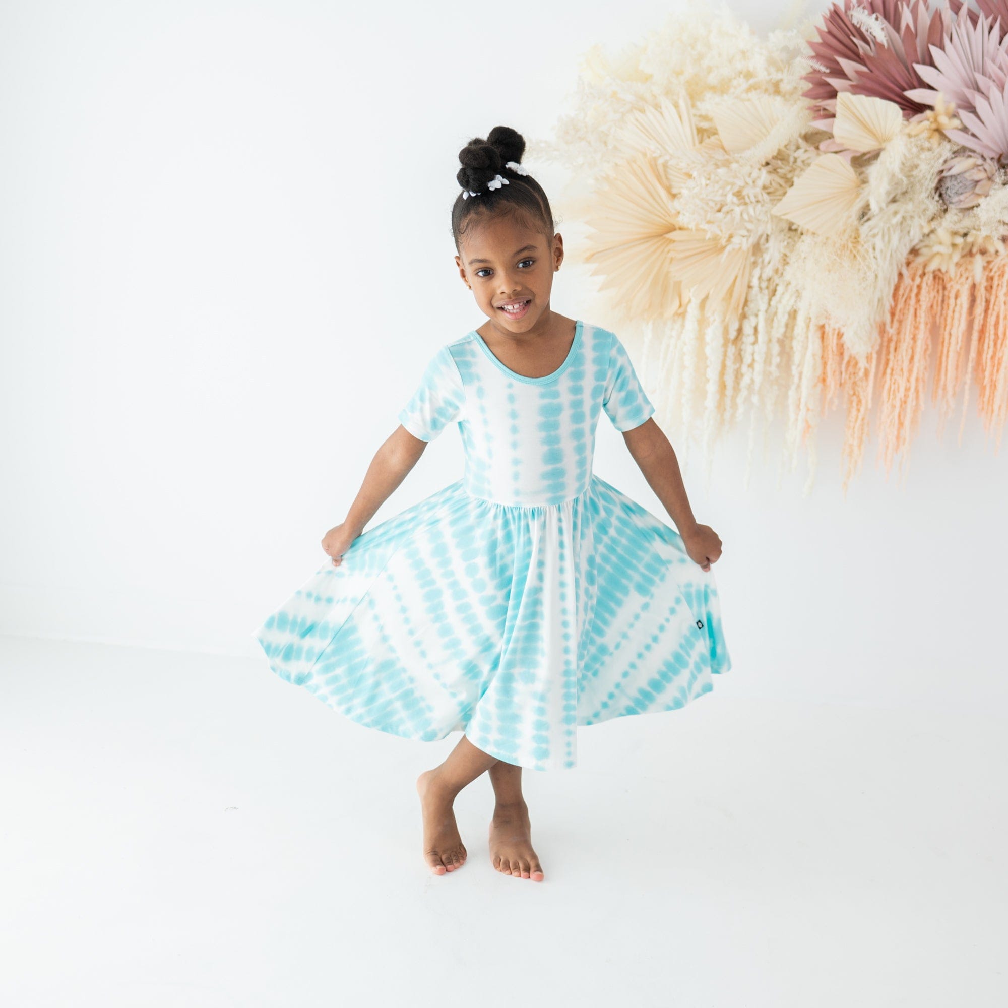 Kyte BABY Toddler Short Sleeve Twirl Dress Twirl Dress in Robin Rip Tide