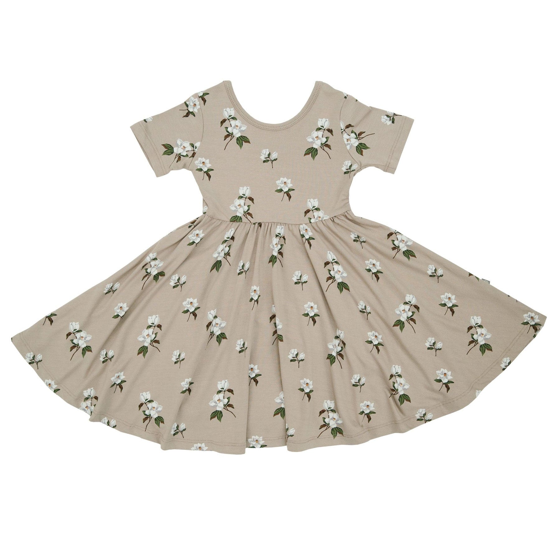 Kyte BABY Toddler Short Sleeve Twirl Dress Twirl Dress in Small Magnolia on Khaki