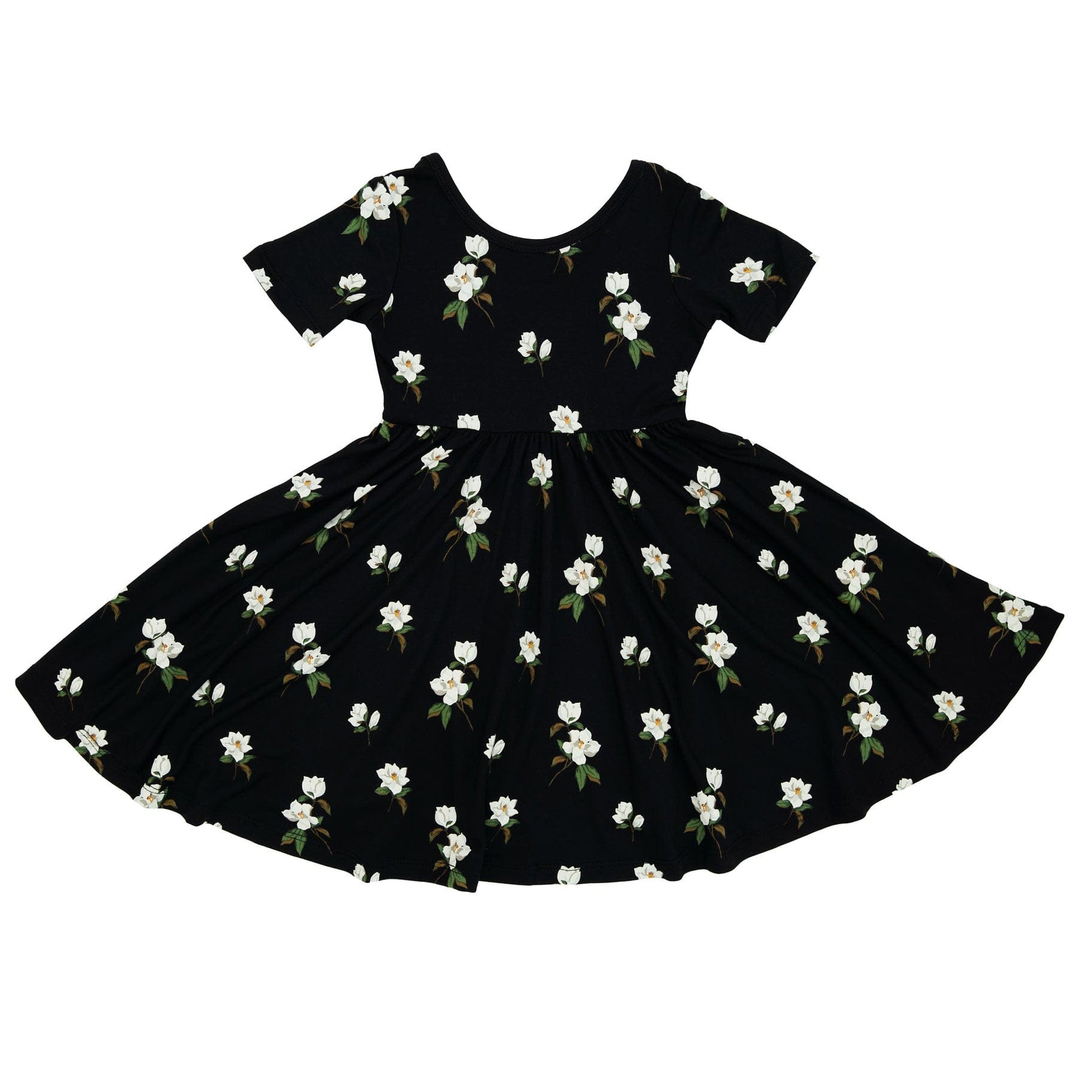 Kyte BABY Toddler Short Sleeve Twirl Dress Twirl Dress in Small Magnolia on Midnight