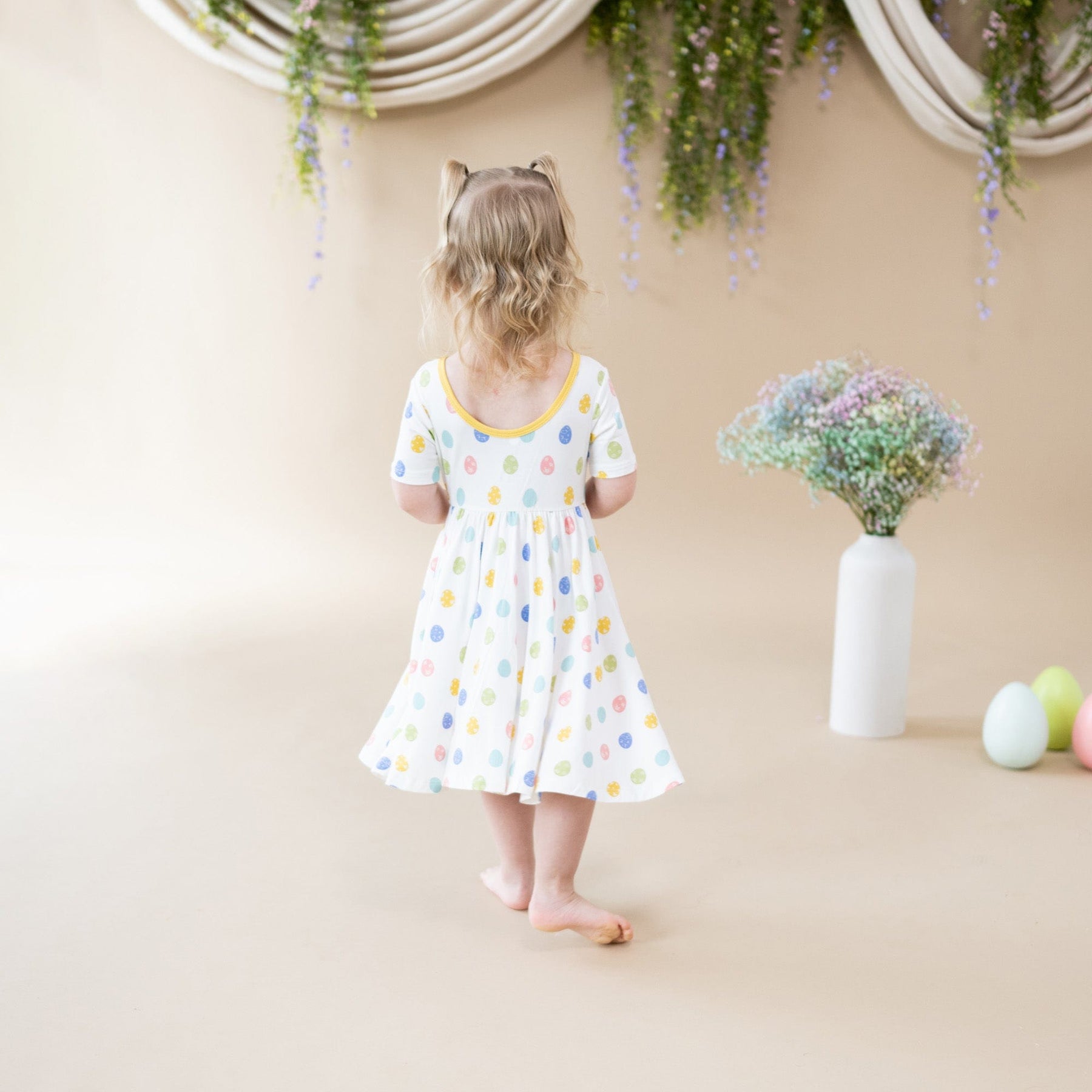 Kyte BABY Toddler Short Sleeve Twirl Dress Twirl Dress in Spring Egg