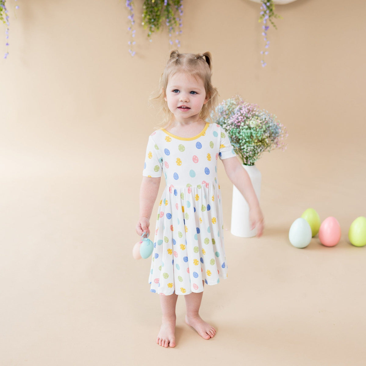 toddler girl spring dress Floral Easter made from White organic cotton, 1st birthday girlsummer outfit, newborn outfit * Satin Ribbon on the back to tie and adjust for sizing Toddler Girl Garden Tea Party