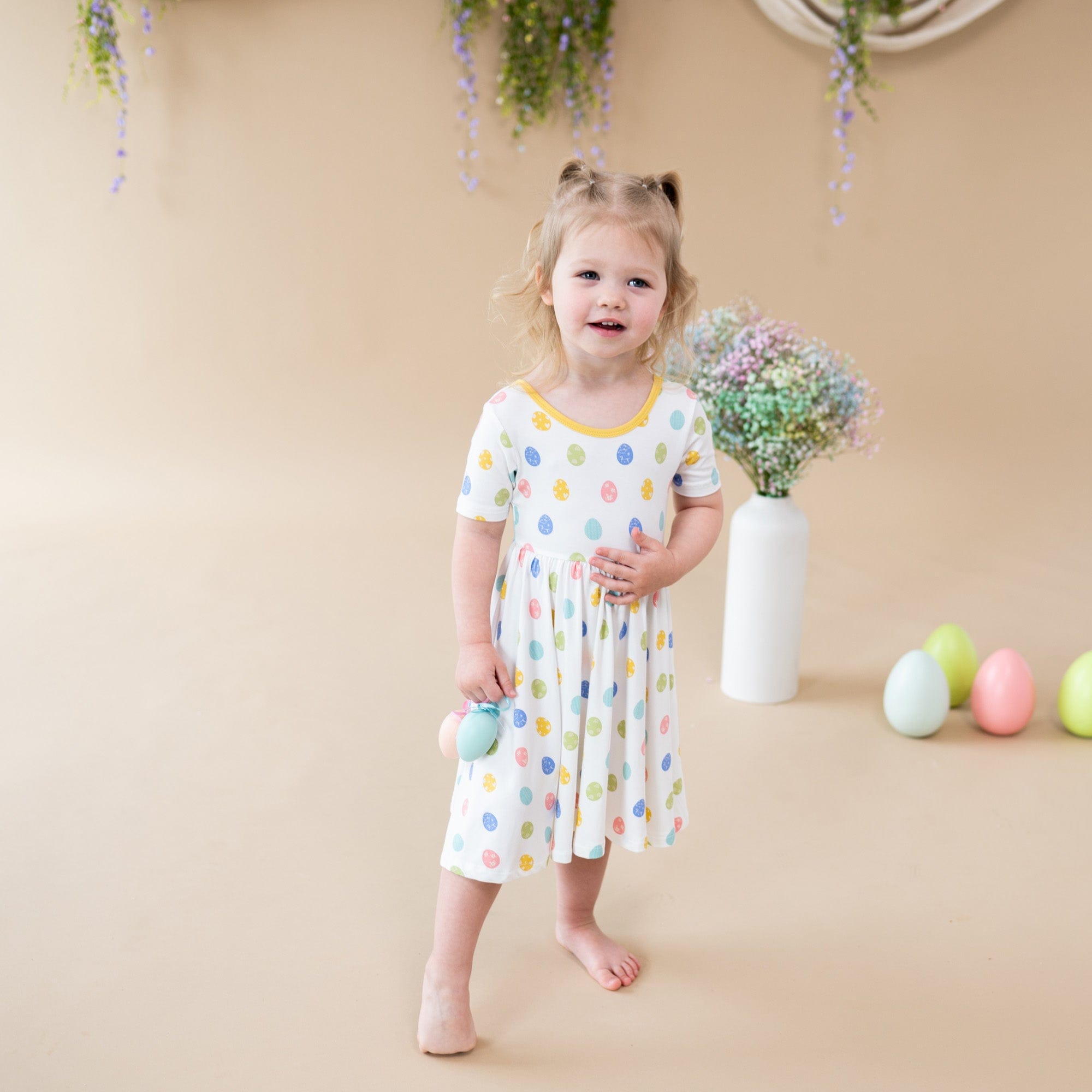 Kyte BABY Toddler Short Sleeve Twirl Dress Twirl Dress in Spring Egg