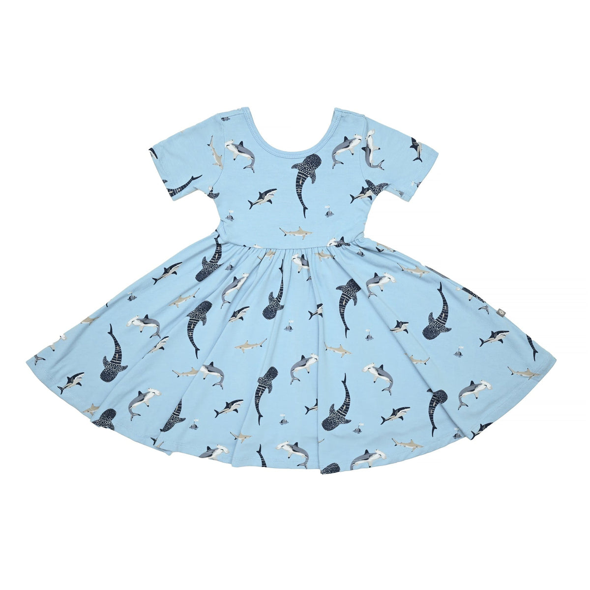 Kyte BABY Toddler Short Sleeve Twirl Dress Twirl Dress in Stream Shark