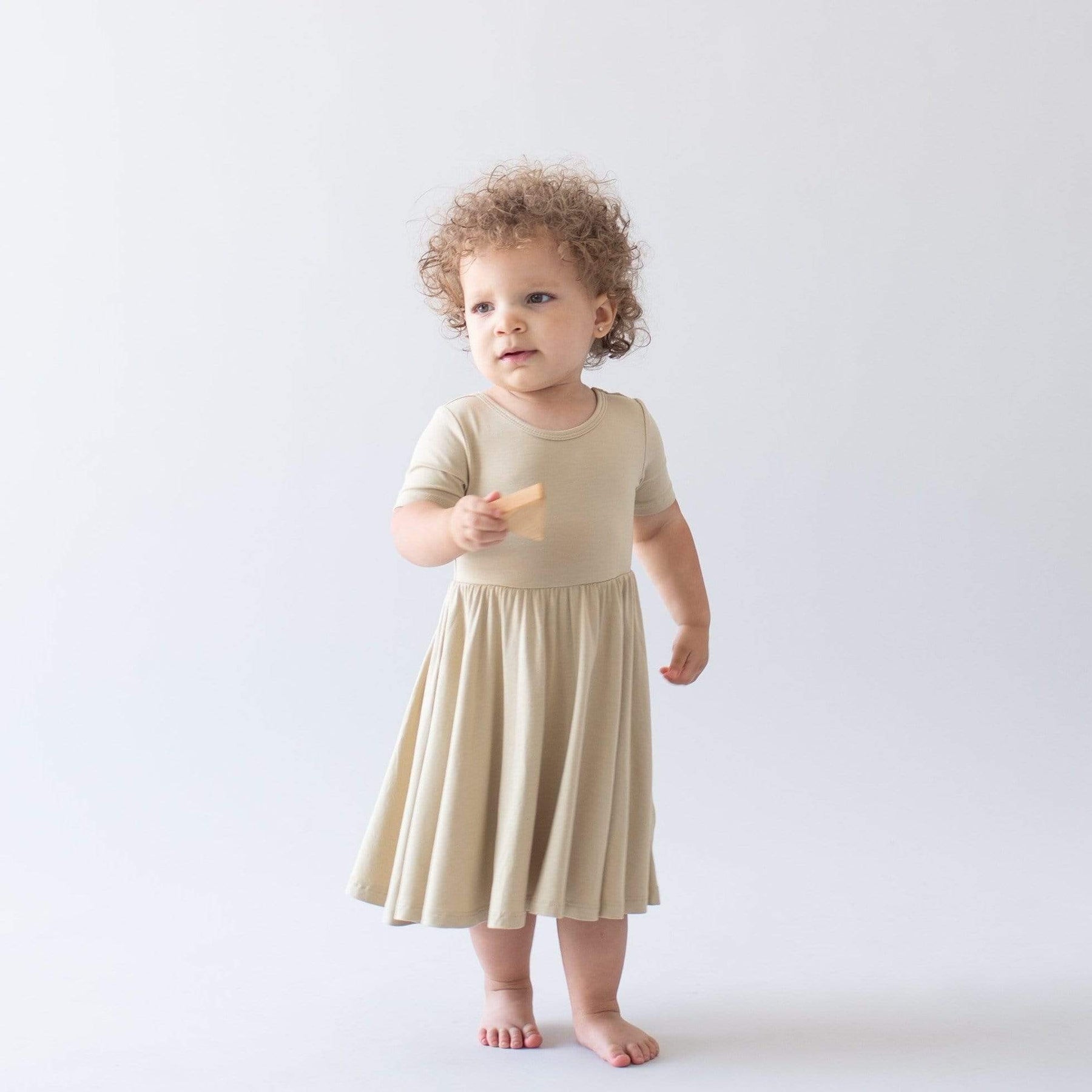 Kyte BABY Toddler Short Sleeve Twirl Dress Twirl Dress in Wheat