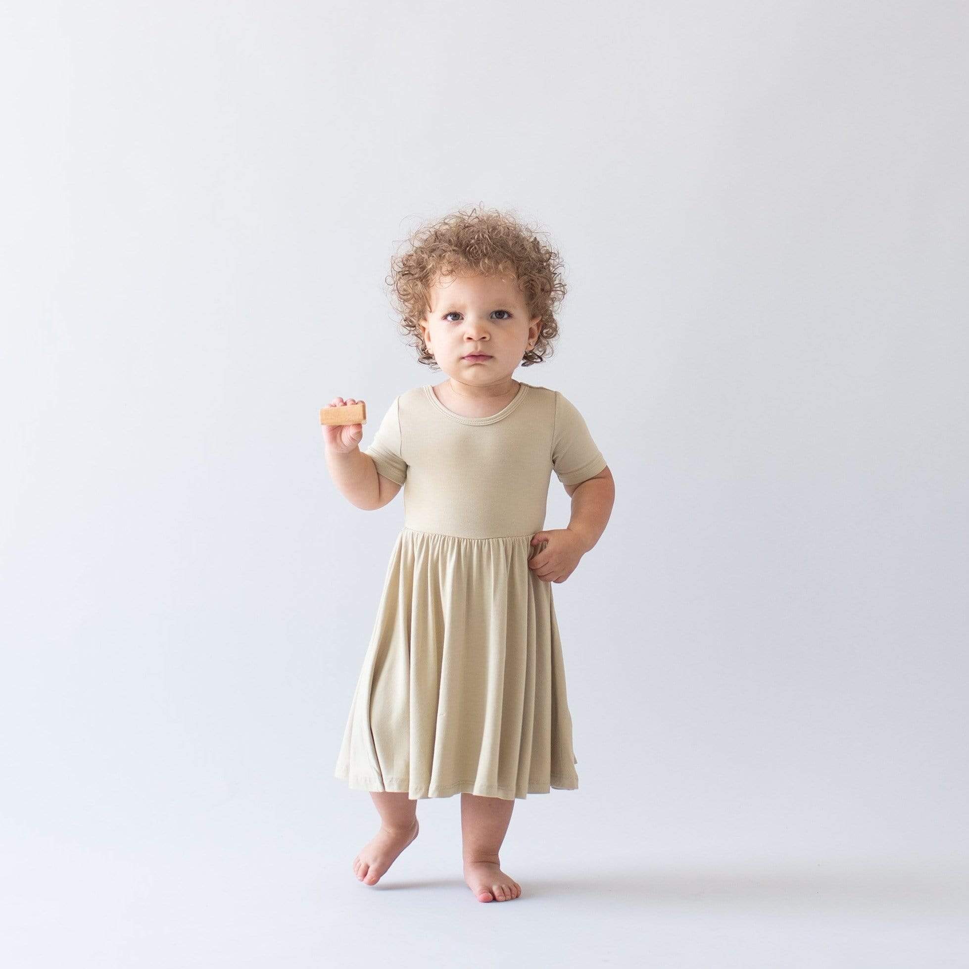 Kyte BABY Toddler Short Sleeve Twirl Dress Twirl Dress in Wheat