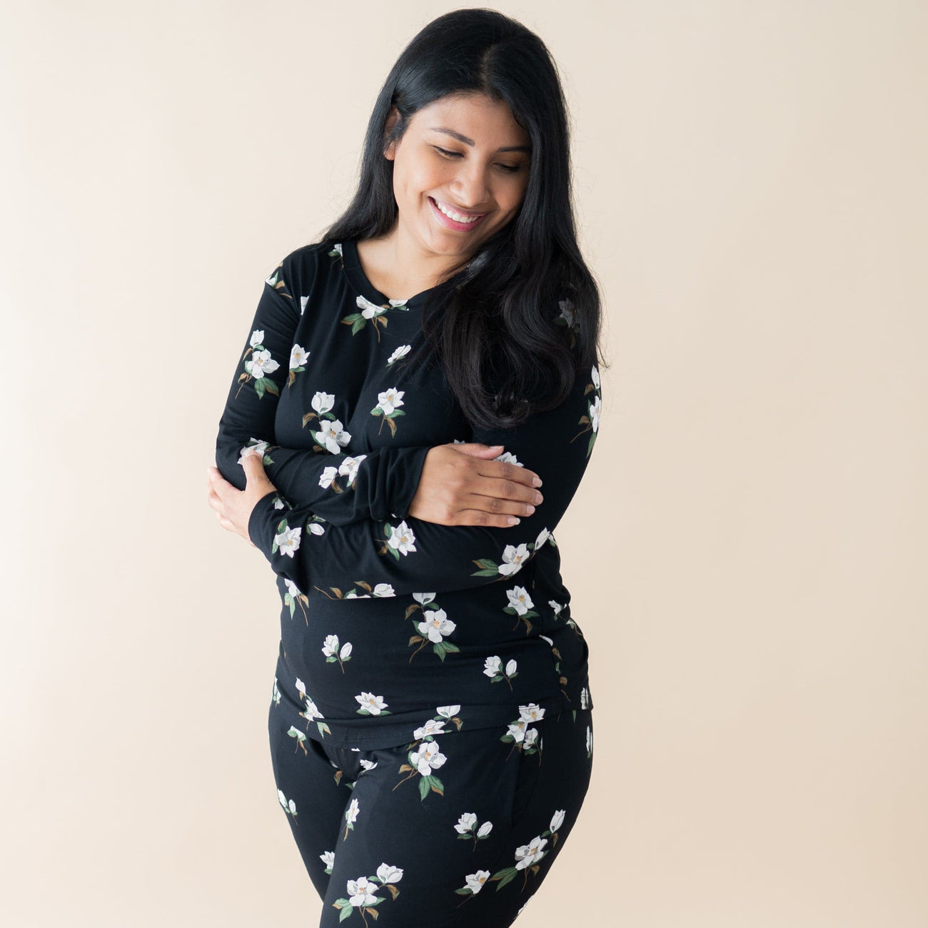 Women's Jogger Pajama Set in Big Midnight Magnolia