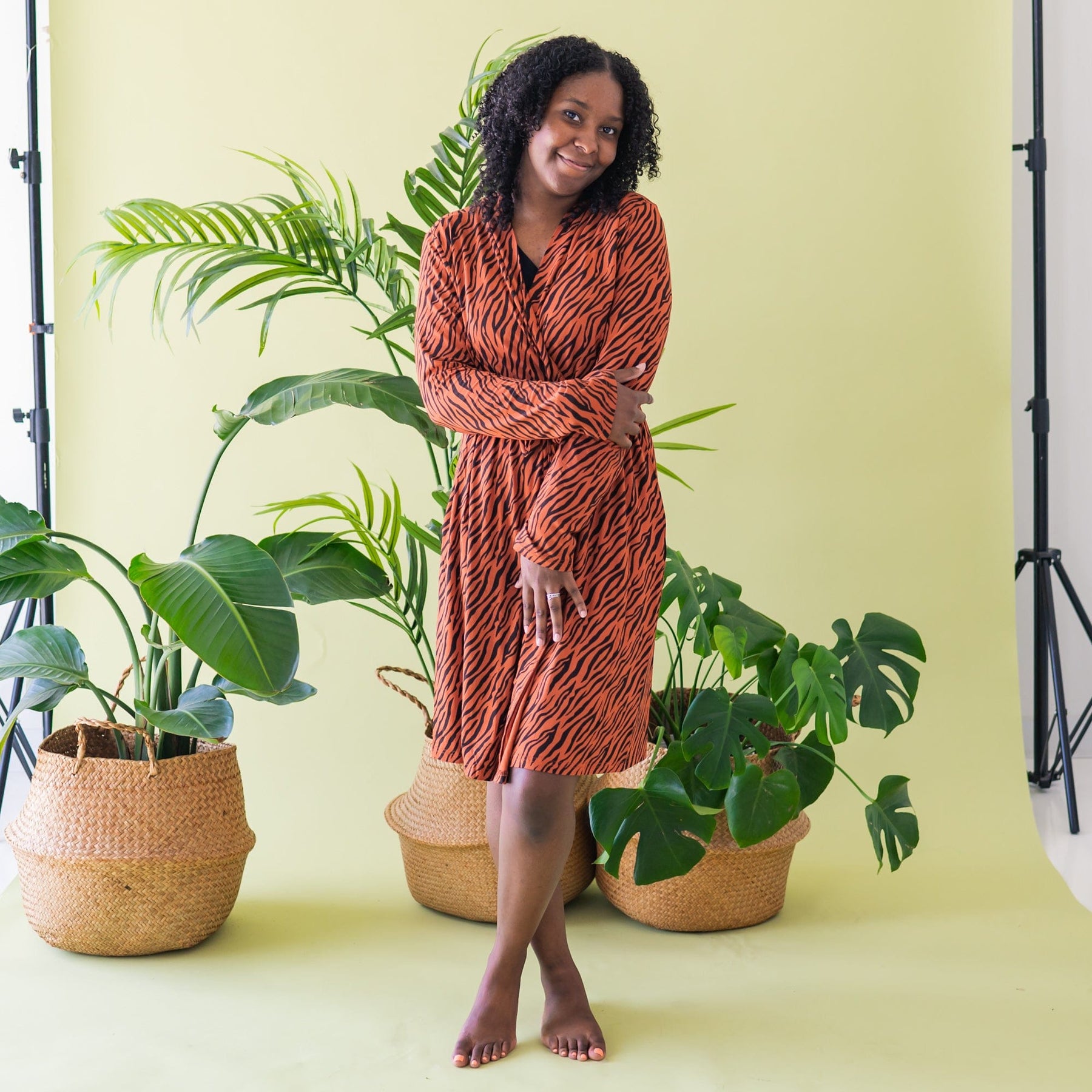 Kyte BABY Women's Lounge Robe Women’s Lounge Robe in Rust Tiger