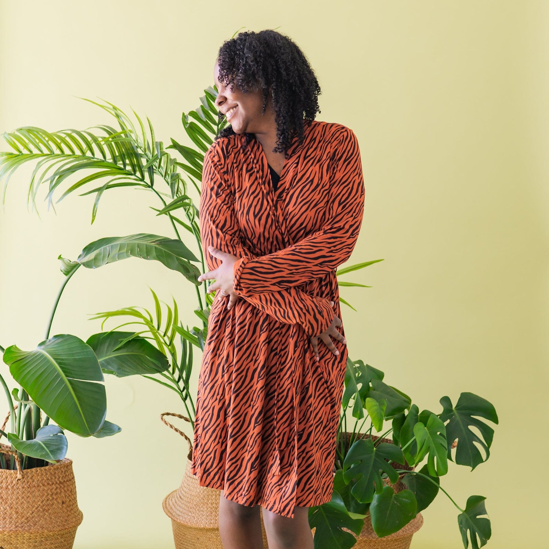 Kyte BABY Women's Lounge Robe Women’s Lounge Robe in Rust Tiger