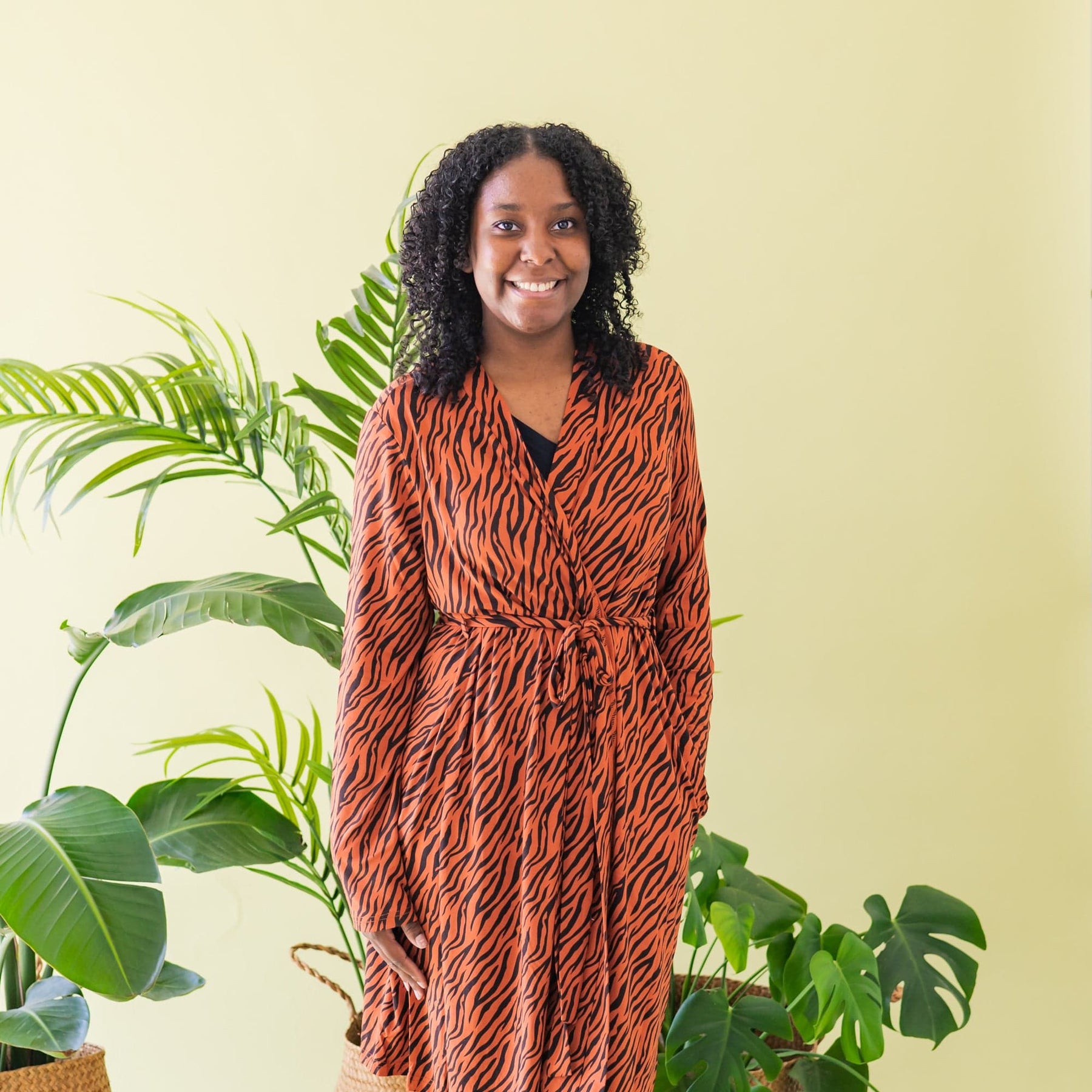 Kyte BABY Women's Lounge Robe Women’s Lounge Robe in Rust Tiger