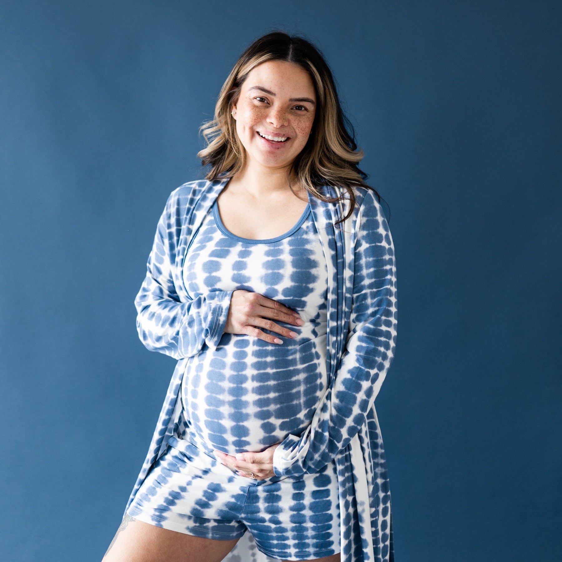 Kyte BABY Women's Lounge Robe Women’s Lounge Robe in Steel Rip Tide