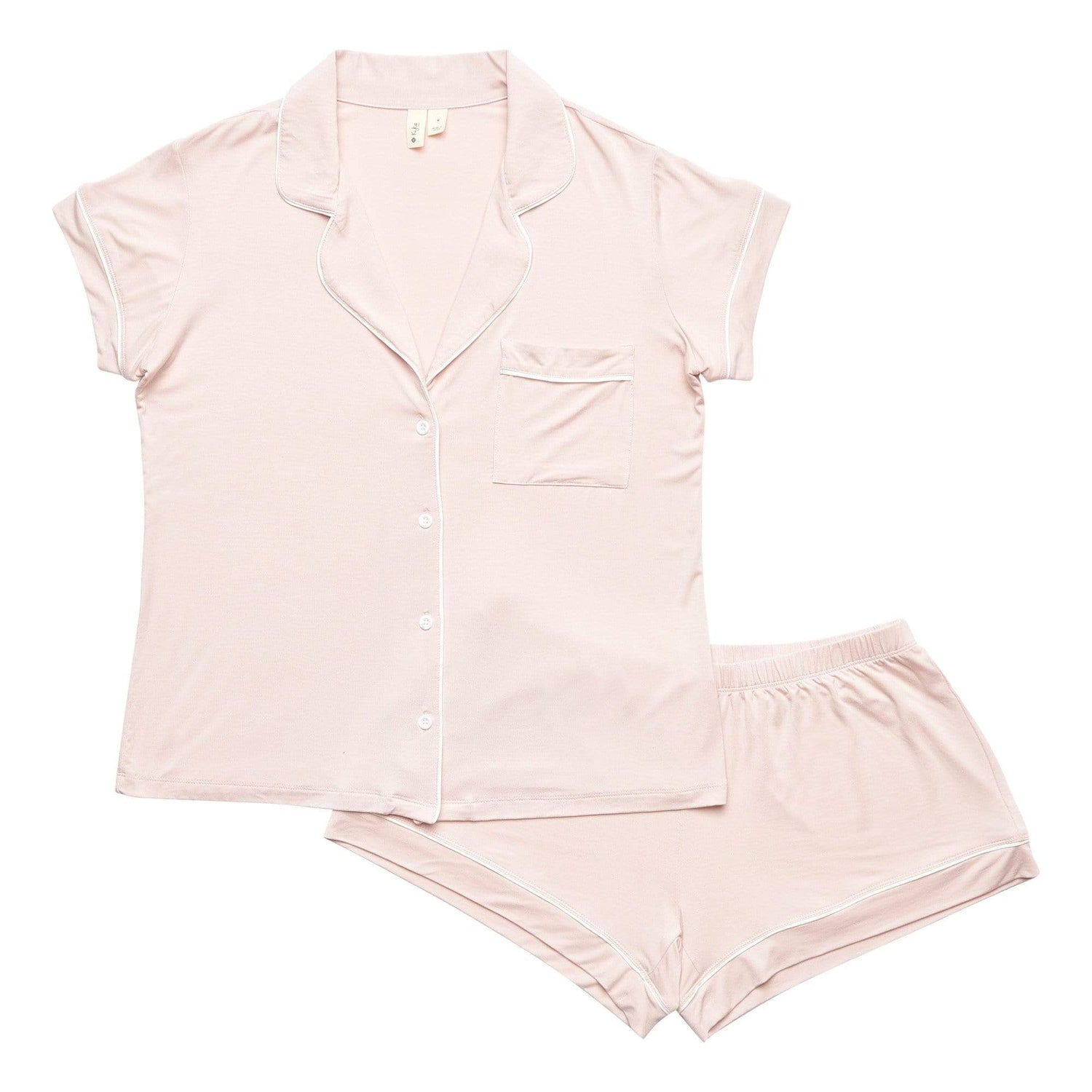 Women’s Short Sleeve Pajama Set in Blush with Cloud Trim