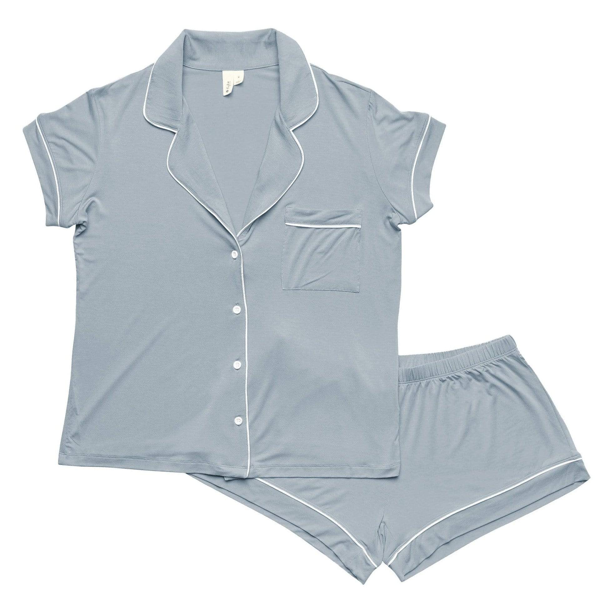 Kyte BABY Women’s Short Sleeve Pajama Set Fog with Cloud Trim / XS Women’s Short Sleeve Pajama Set in Fog