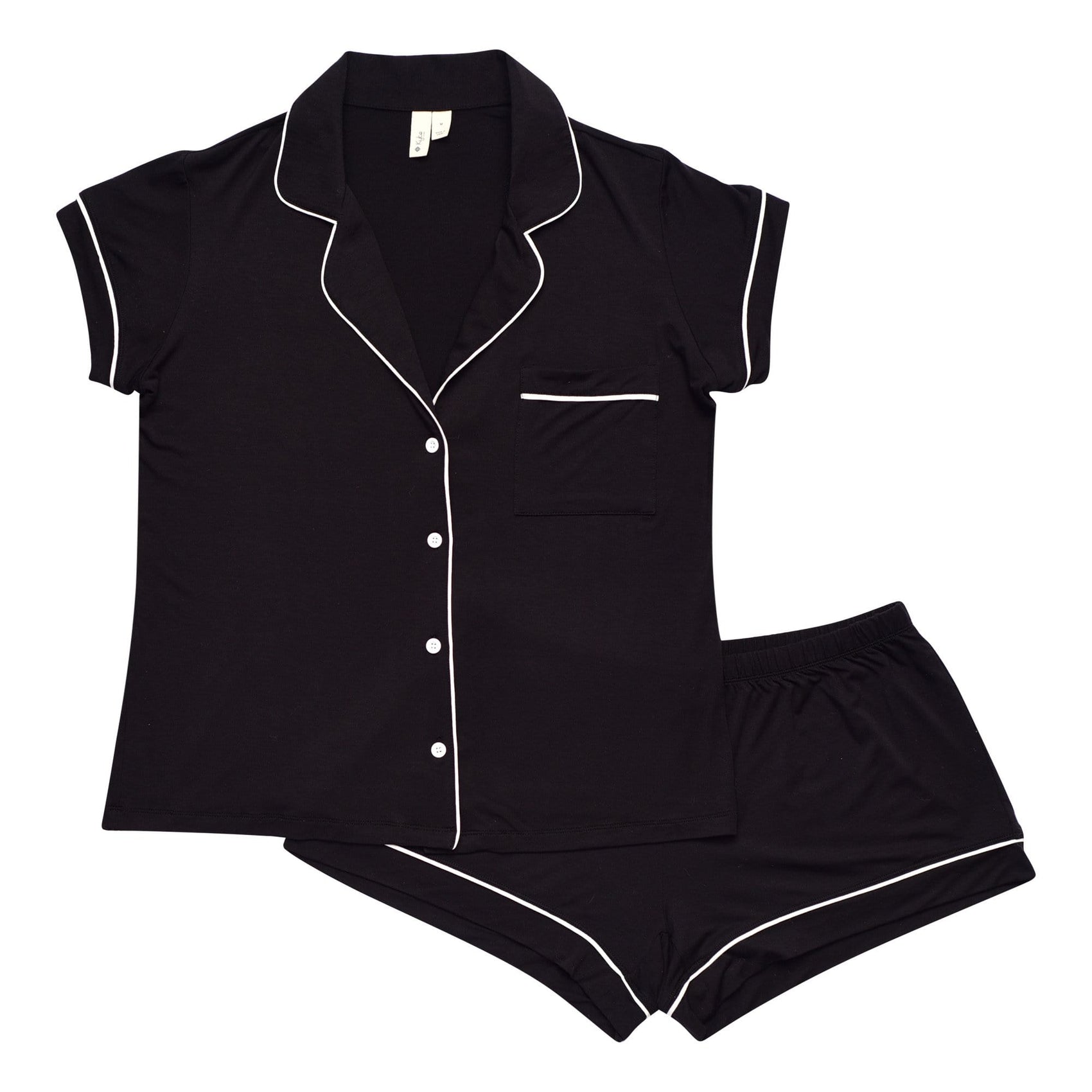 Women’s Short Sleeve Pajama Set in Midnight with Cloud Trim