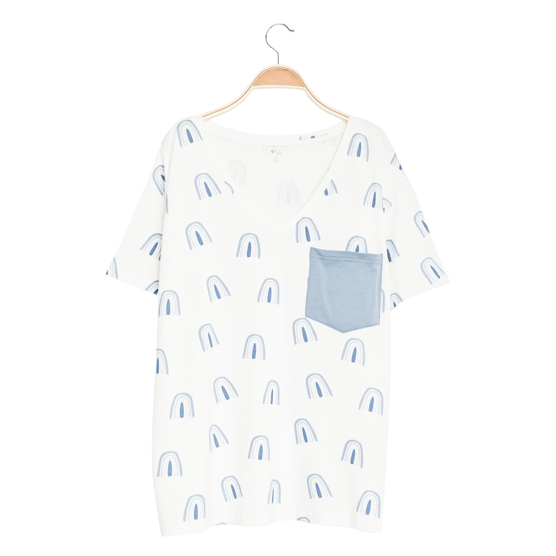 Kyte BABY Women's Tee Women’s Relaxed Fit V-Neck in Fog Rainbow