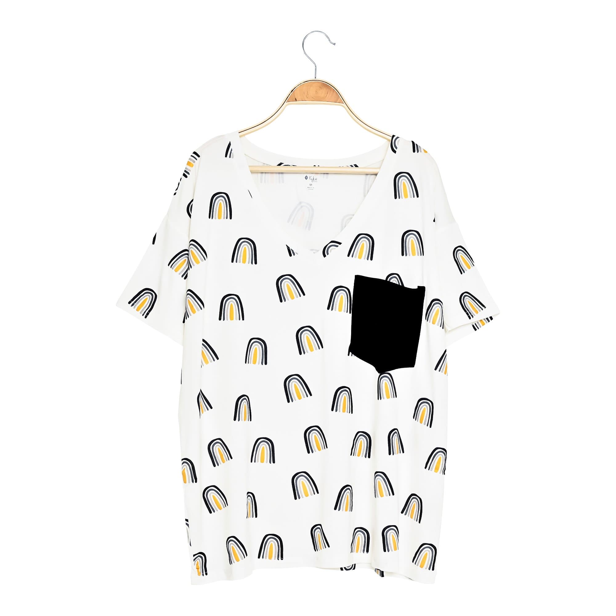 Kyte BABY Women's Tee Women’s Relaxed Fit V-Neck in Metallic Rainbow