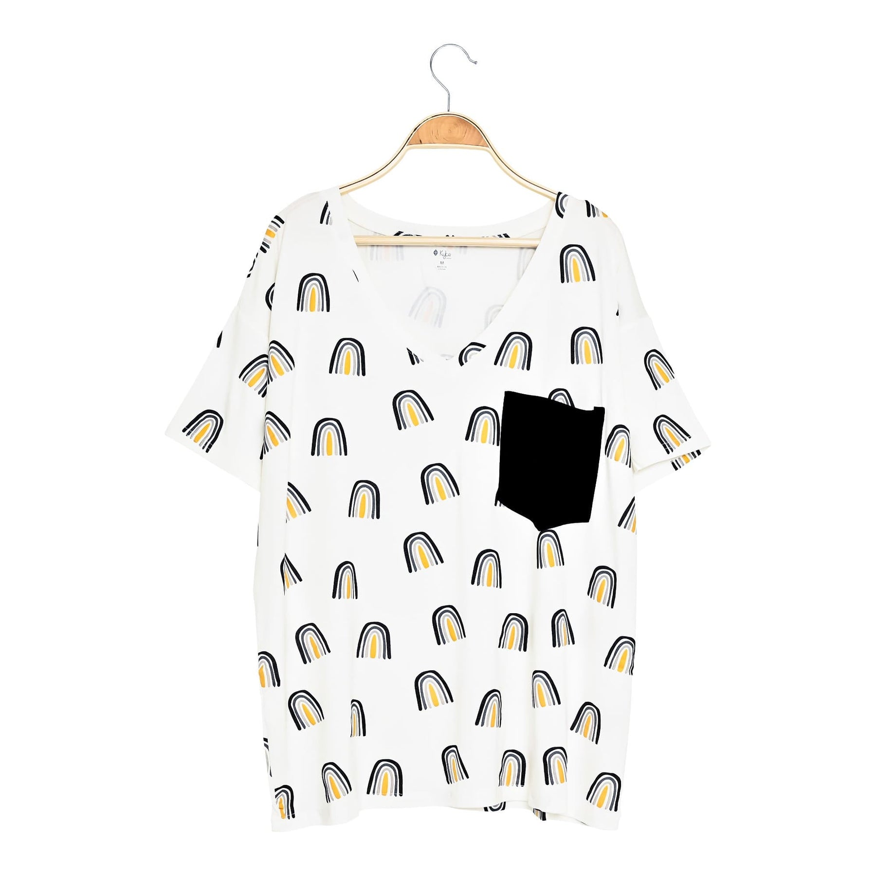 Kyte BABY Women's Tee Women’s Relaxed Fit V-Neck in Metallic Rainbow